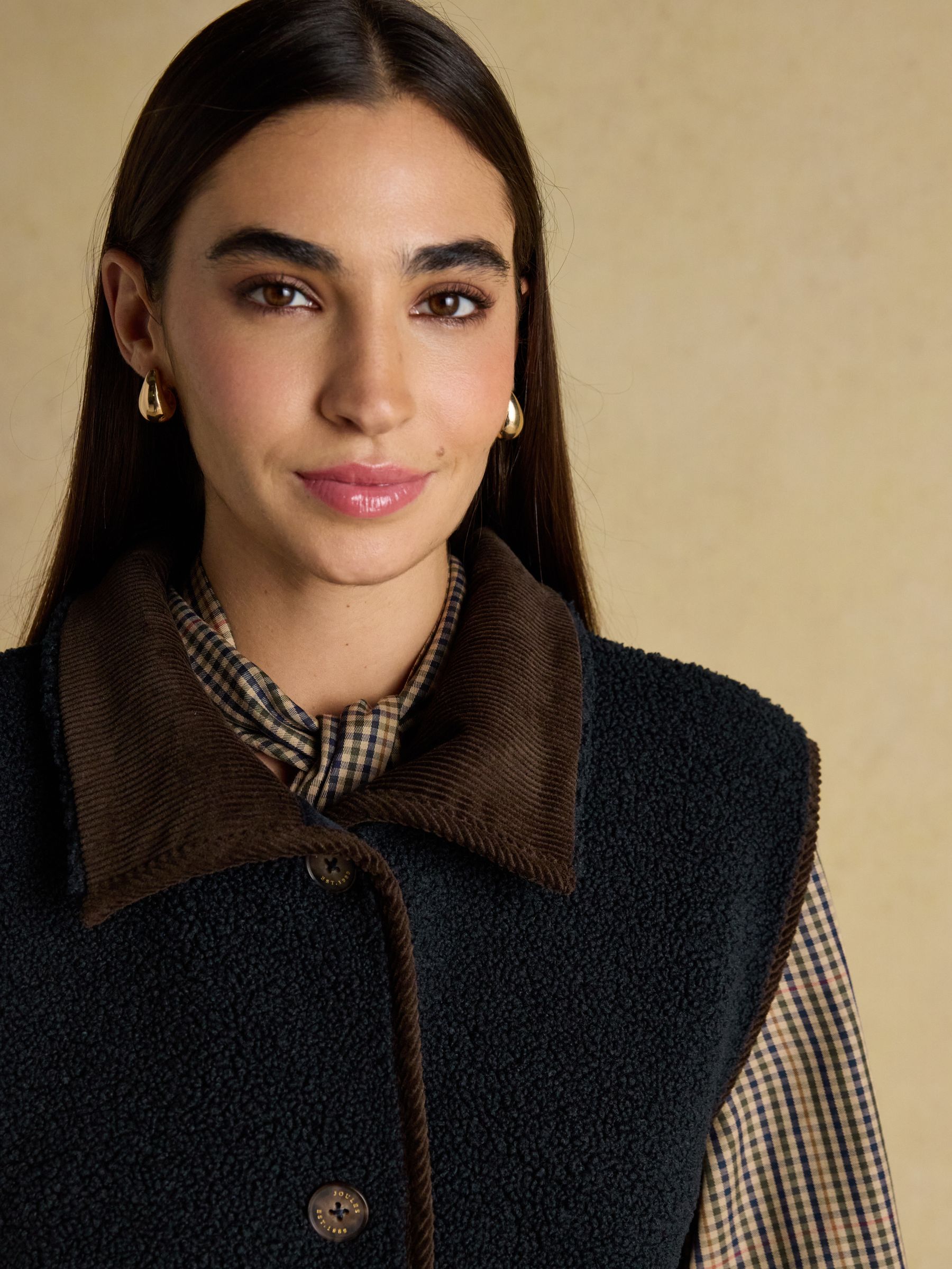 Sadie Navy Longline Button Through Fleece Gilet - Image 4 of 9