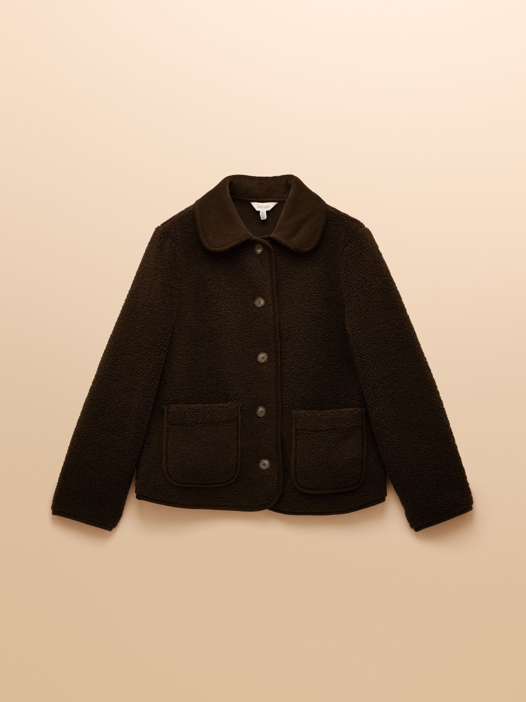 Sadie Chocolate Brown Regular Fleece Jacket with Button Fastening - Image 8 of 8