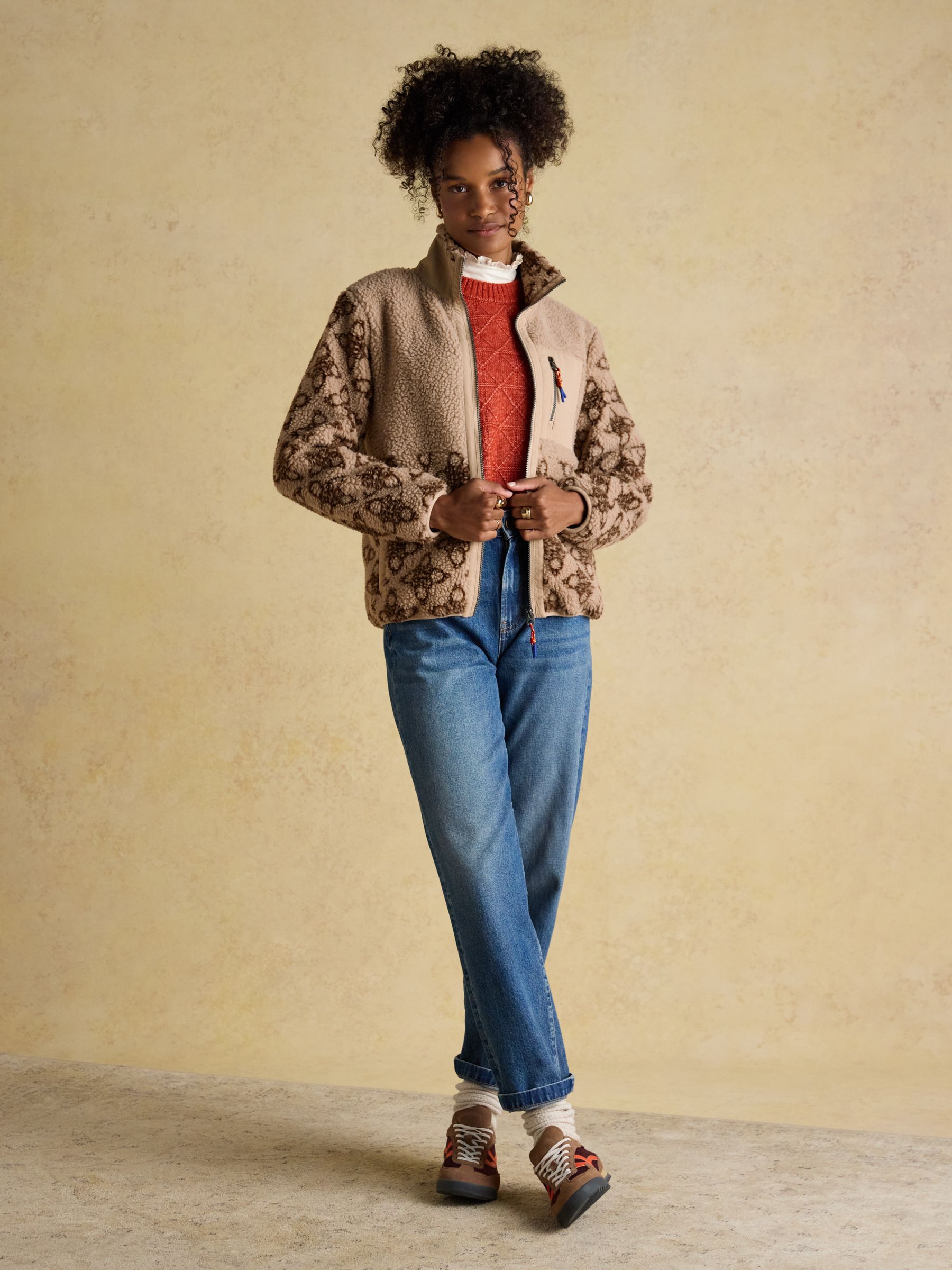 Lottie Neutral Icon Print Borg Fleece with Zip Fastening - Image 11 of 12