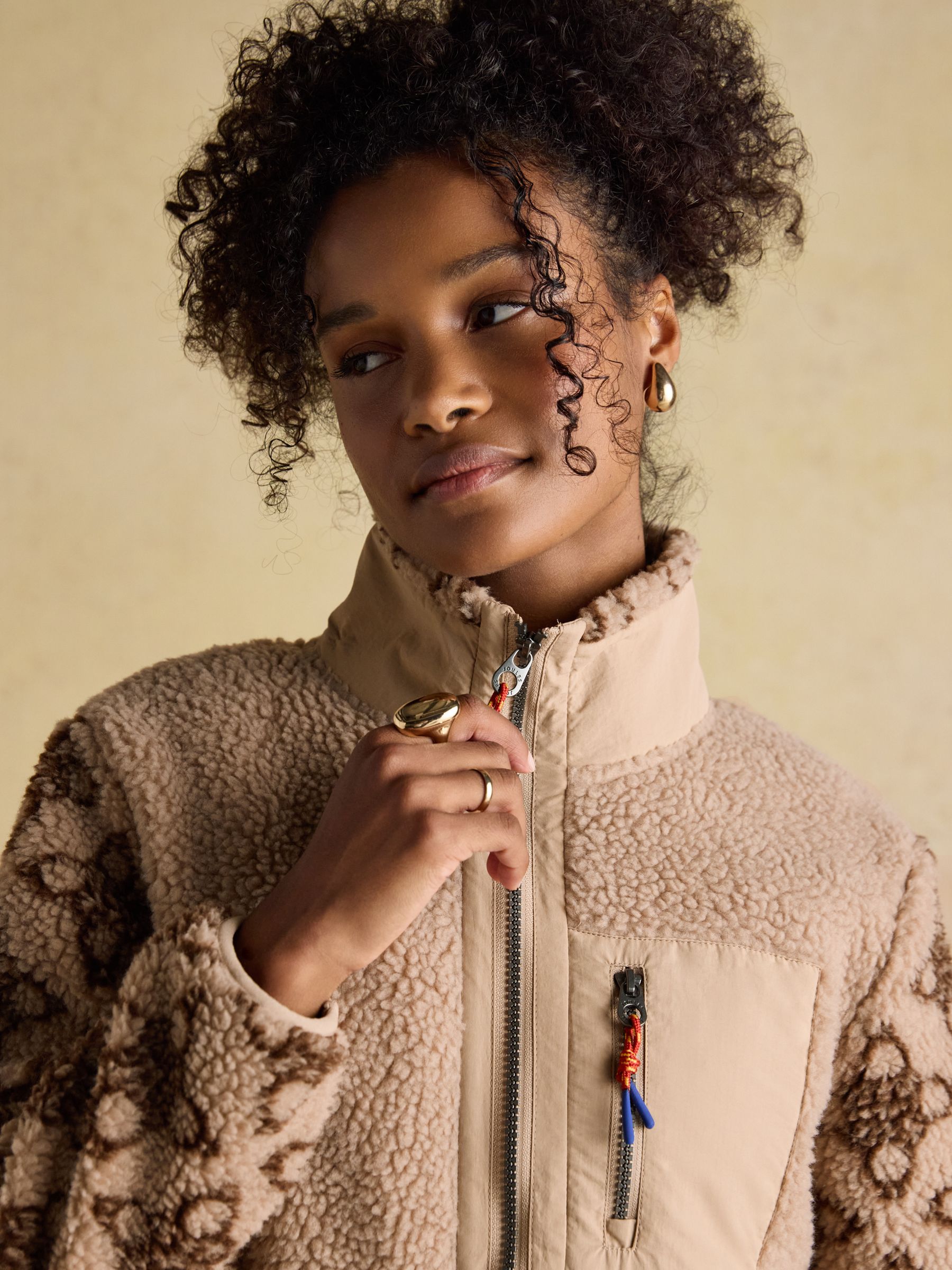 Lottie Neutral Icon Print Borg Fleece with Zip Fastening - Image 7 of 12