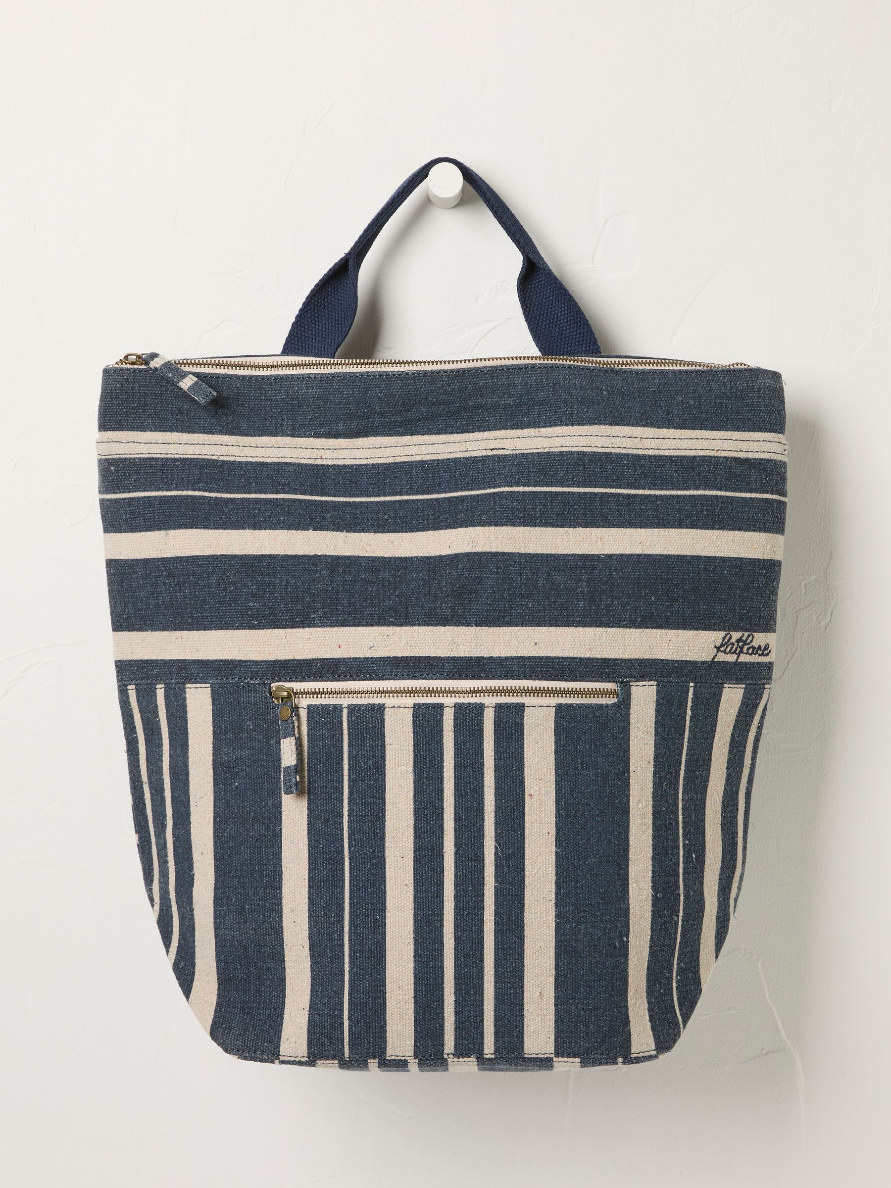 Navy Striped Woven Rucksack - Image 1 of 2