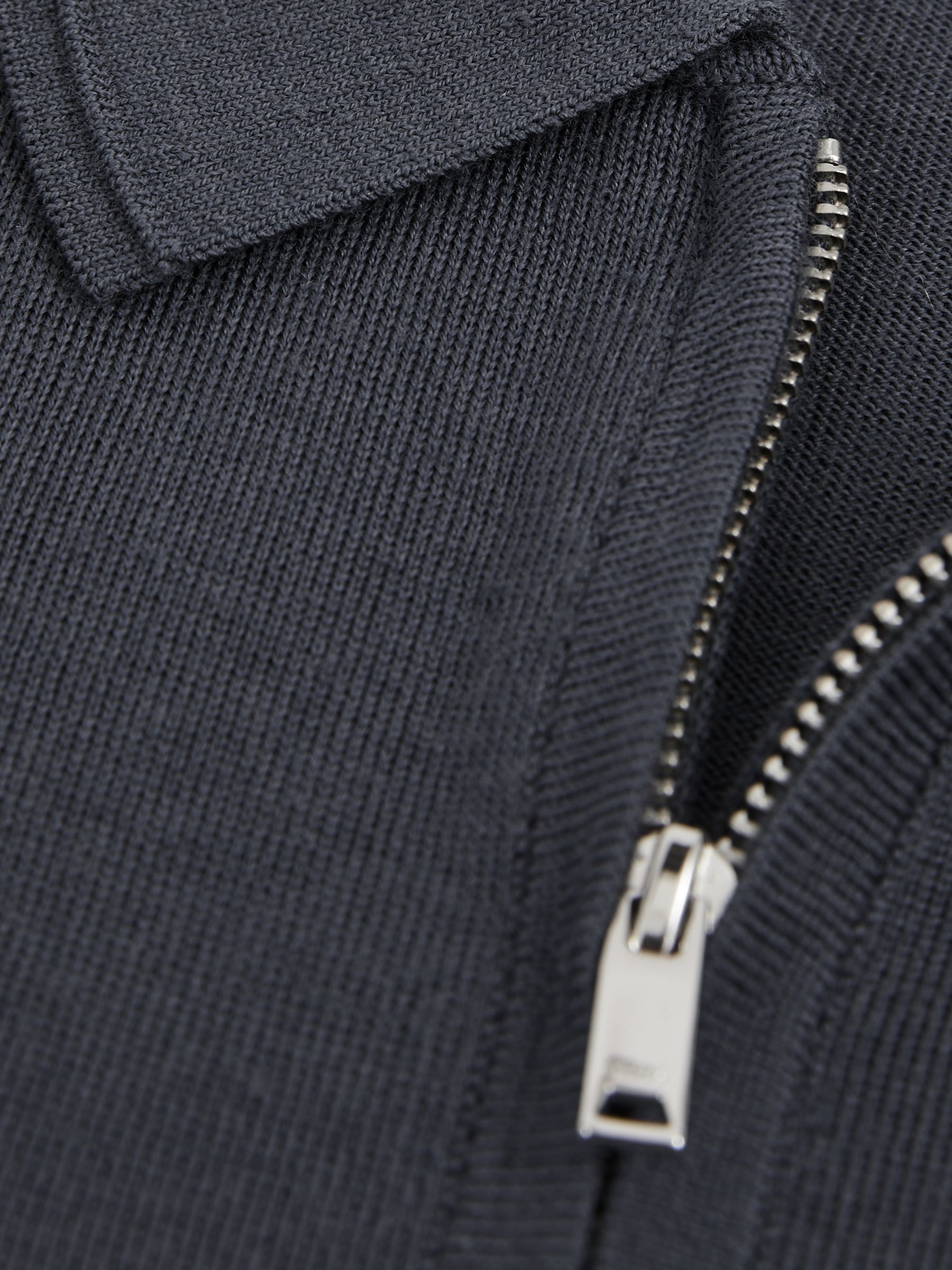 Merino Wool Half-Zip Polo Shirt in Blackened Blue - Image 7 of 7