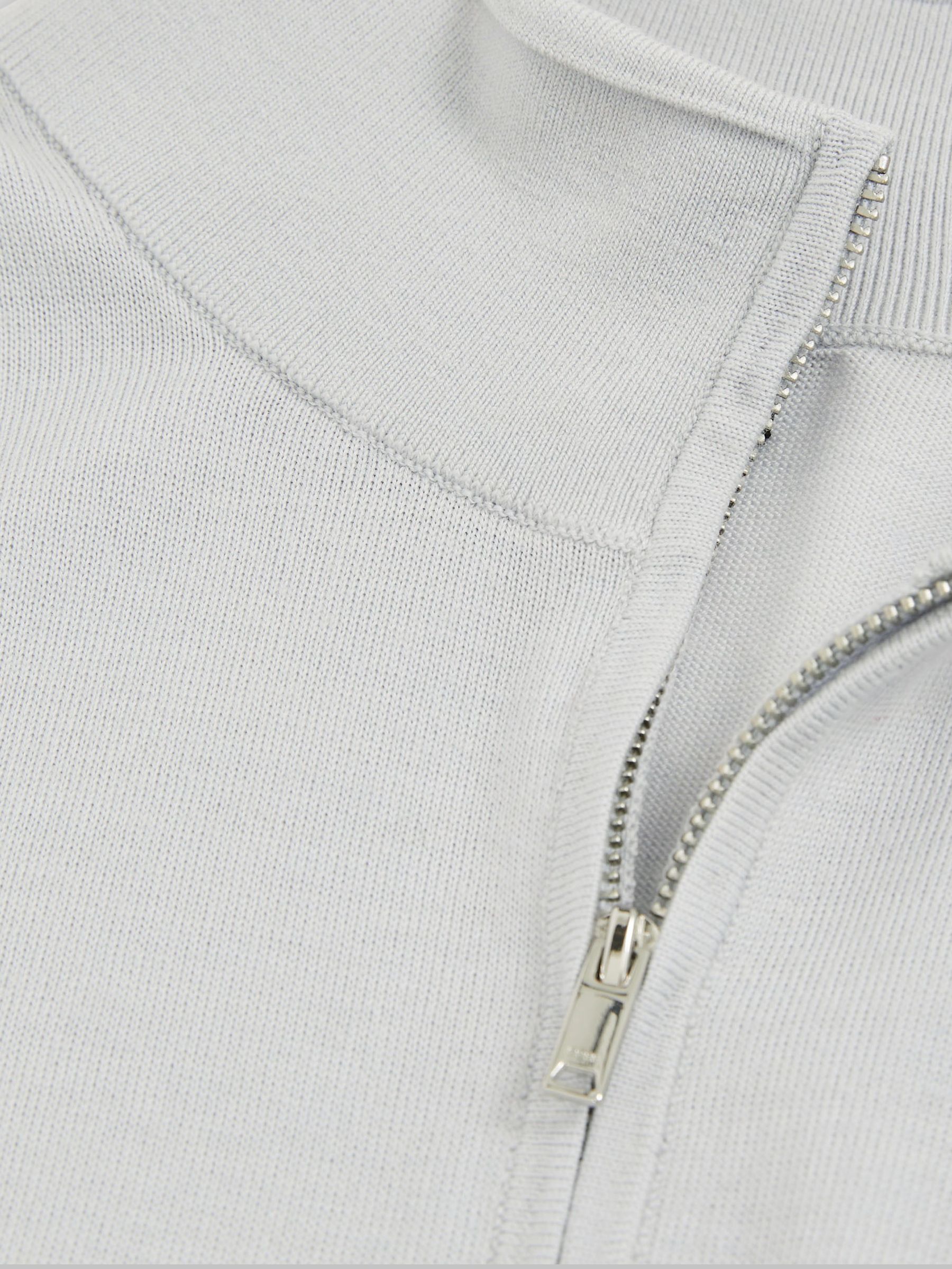 Merino Wool Half-Zip Funnel Neck Jumper in Iced Blue - Image 7 of 7