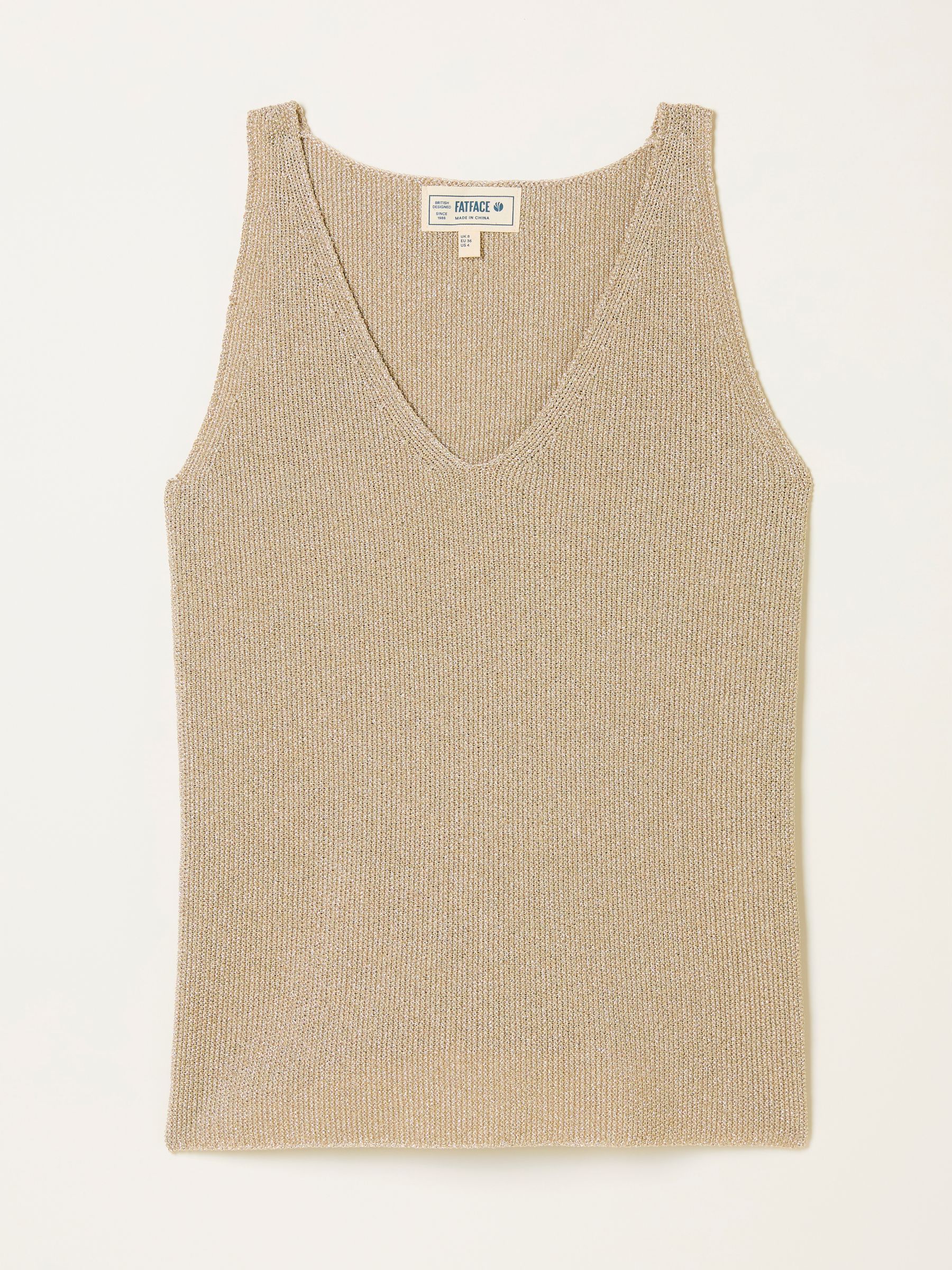 Evelyn Gold Metallic Knit Vest Top - Image 4 of 4