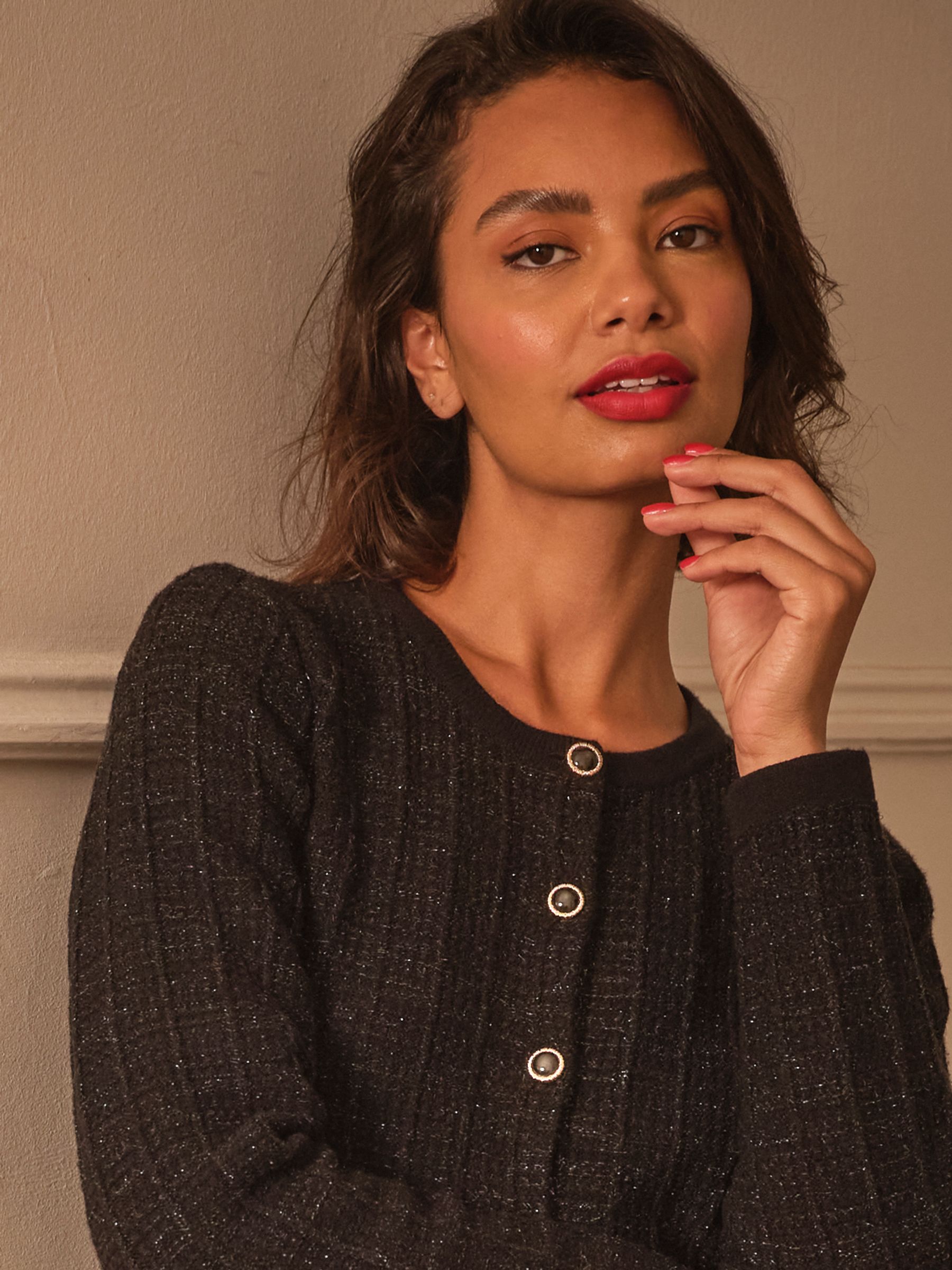Piper Black Boucle Cardigan - Image 3 of 4