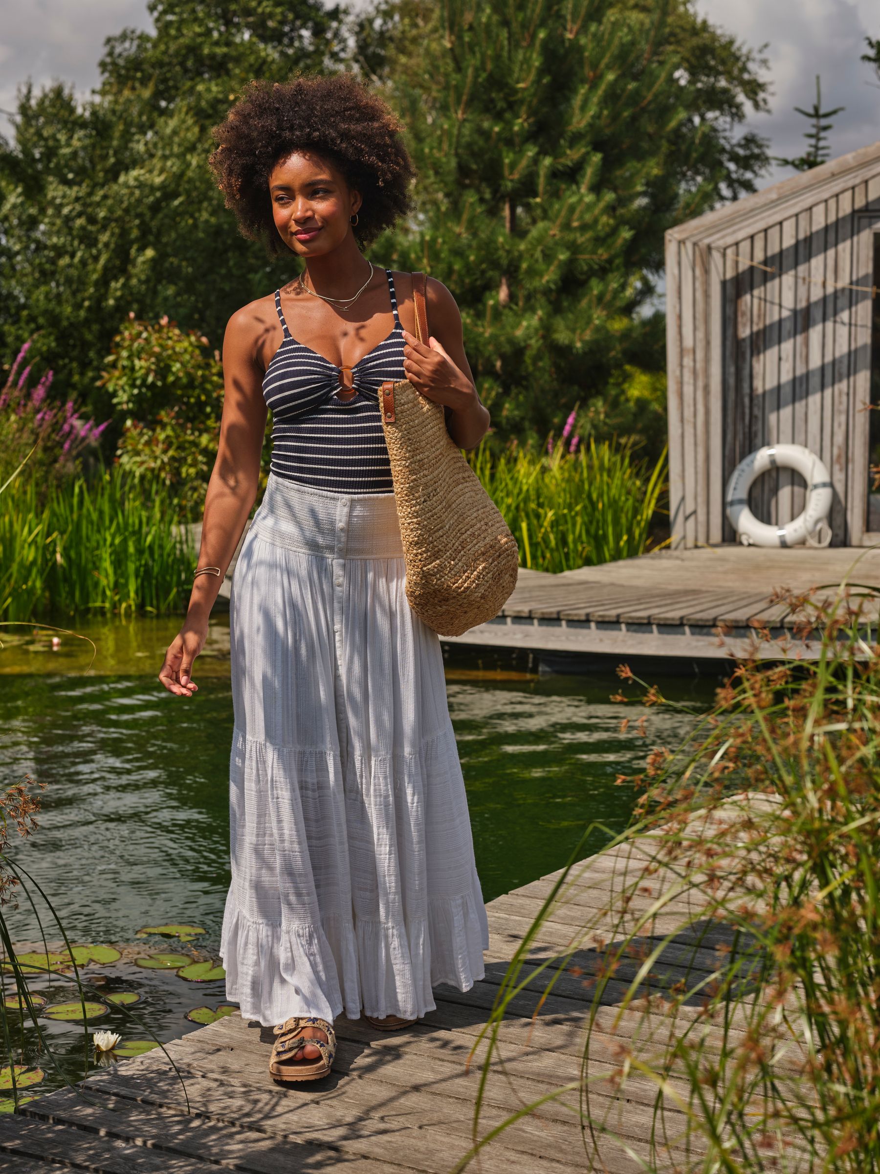 Navy Textured Breton Stripe Tankini Top - Image 3 of 5