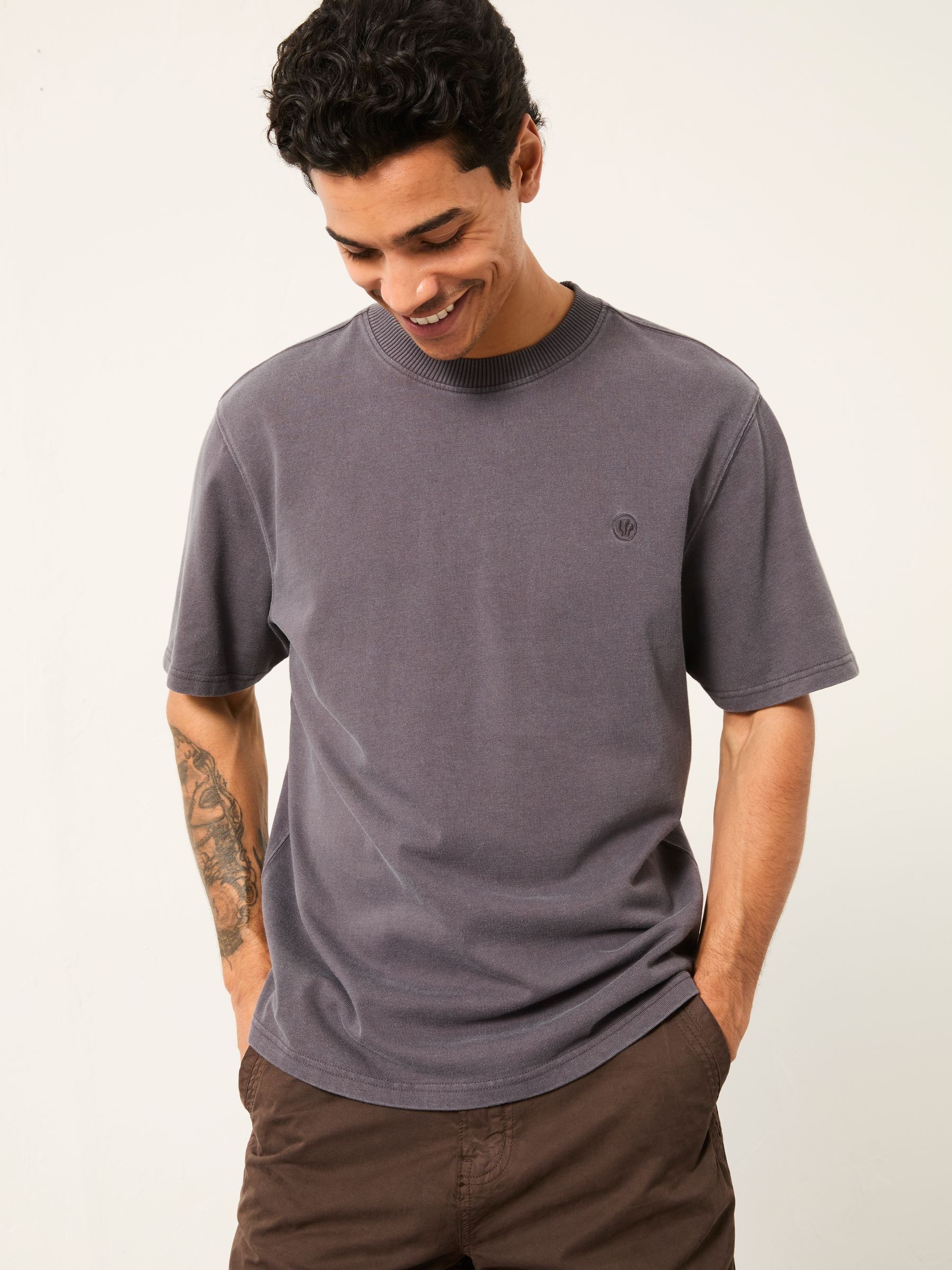Arne Charcoal Grey Heavyweight Relaxed Fit Tshirt - Image 4 of 5