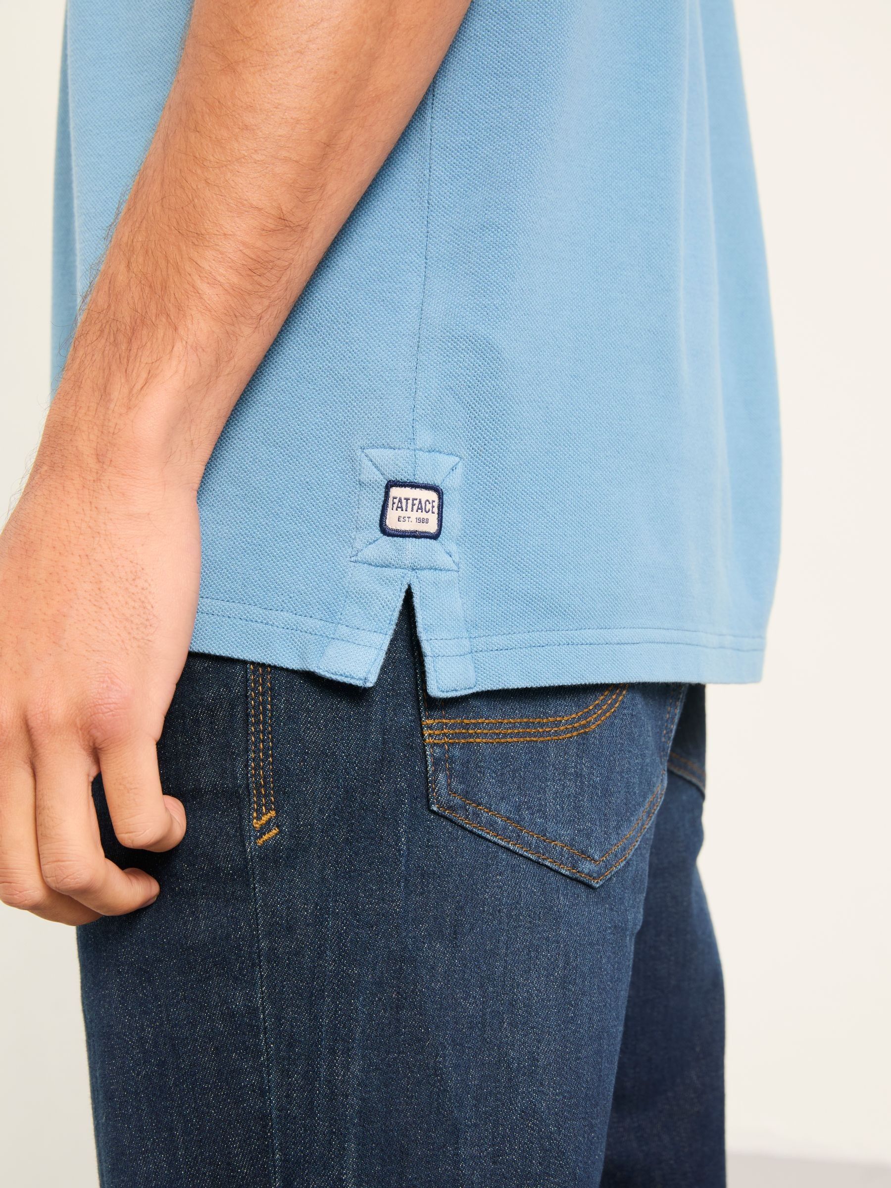Chambray Blue Short Sleeve Pique Polo - Image 3 of 5