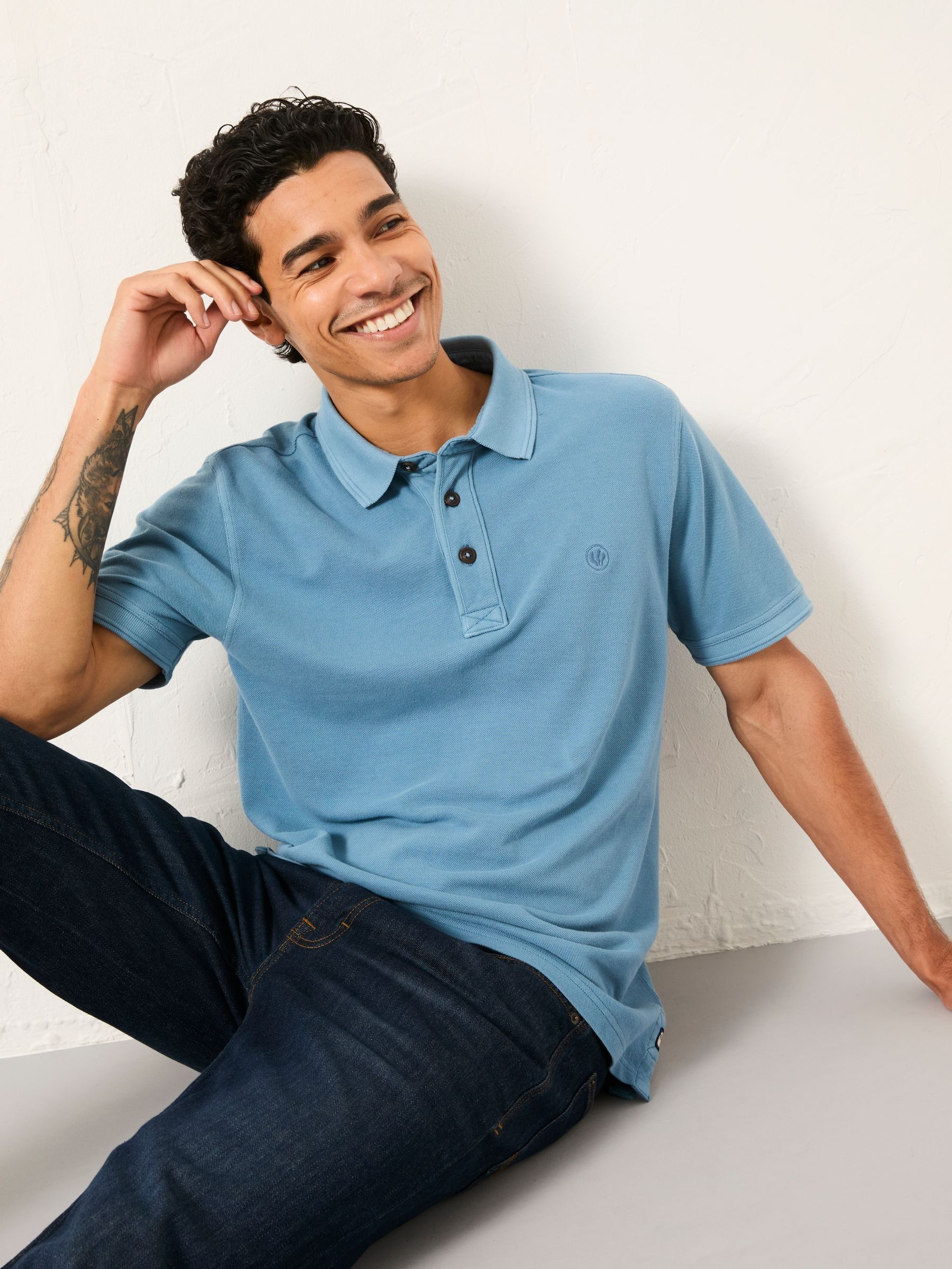 Chambray Blue Short Sleeve Pique Polo - Image 4 of 5