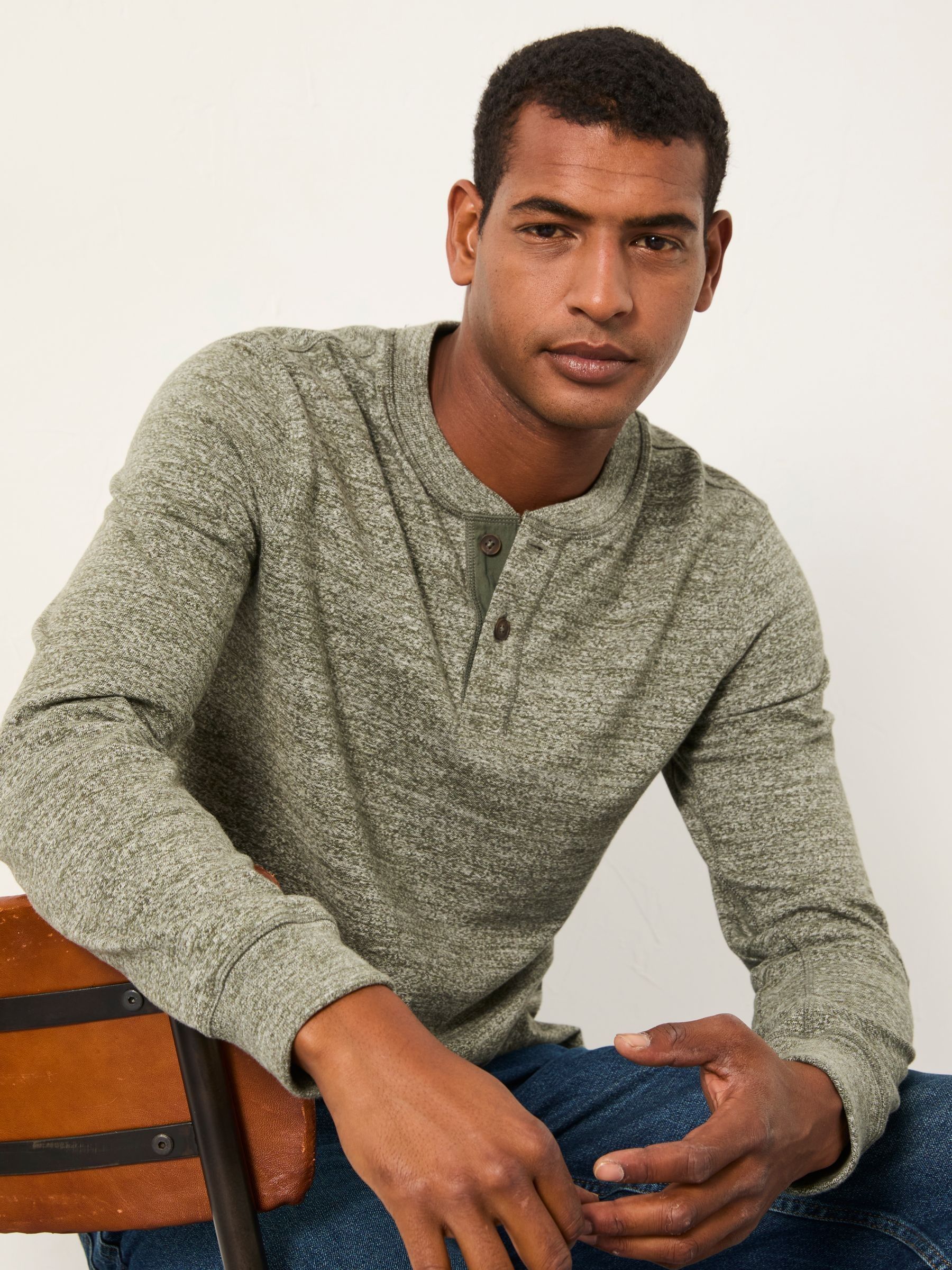 Compton Green Haze Twist Long Sleeve Henley - Image 3 of 6