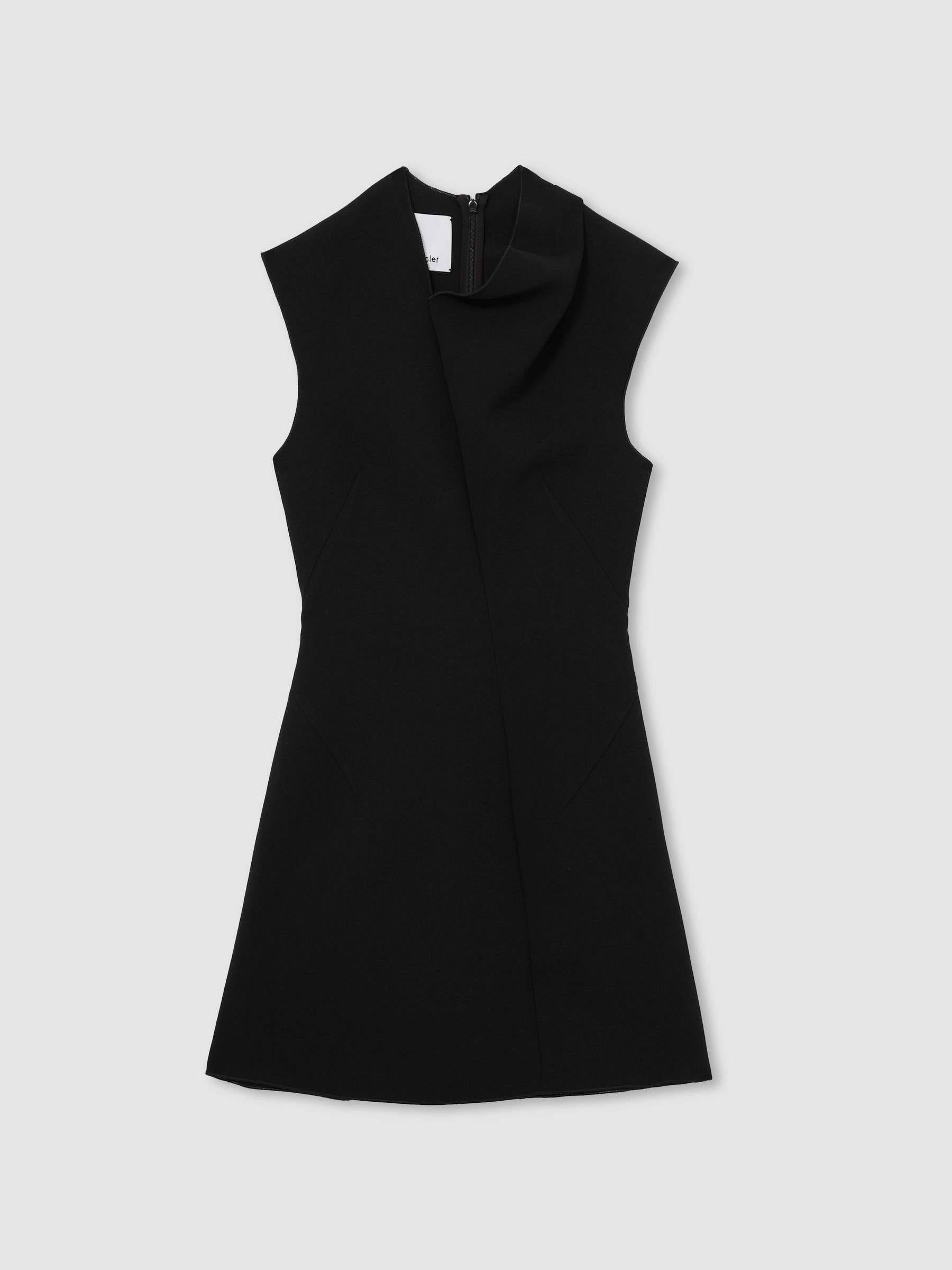 Acler Crepe Draped-Neck Mini Dress in Black - Image 2 of 6