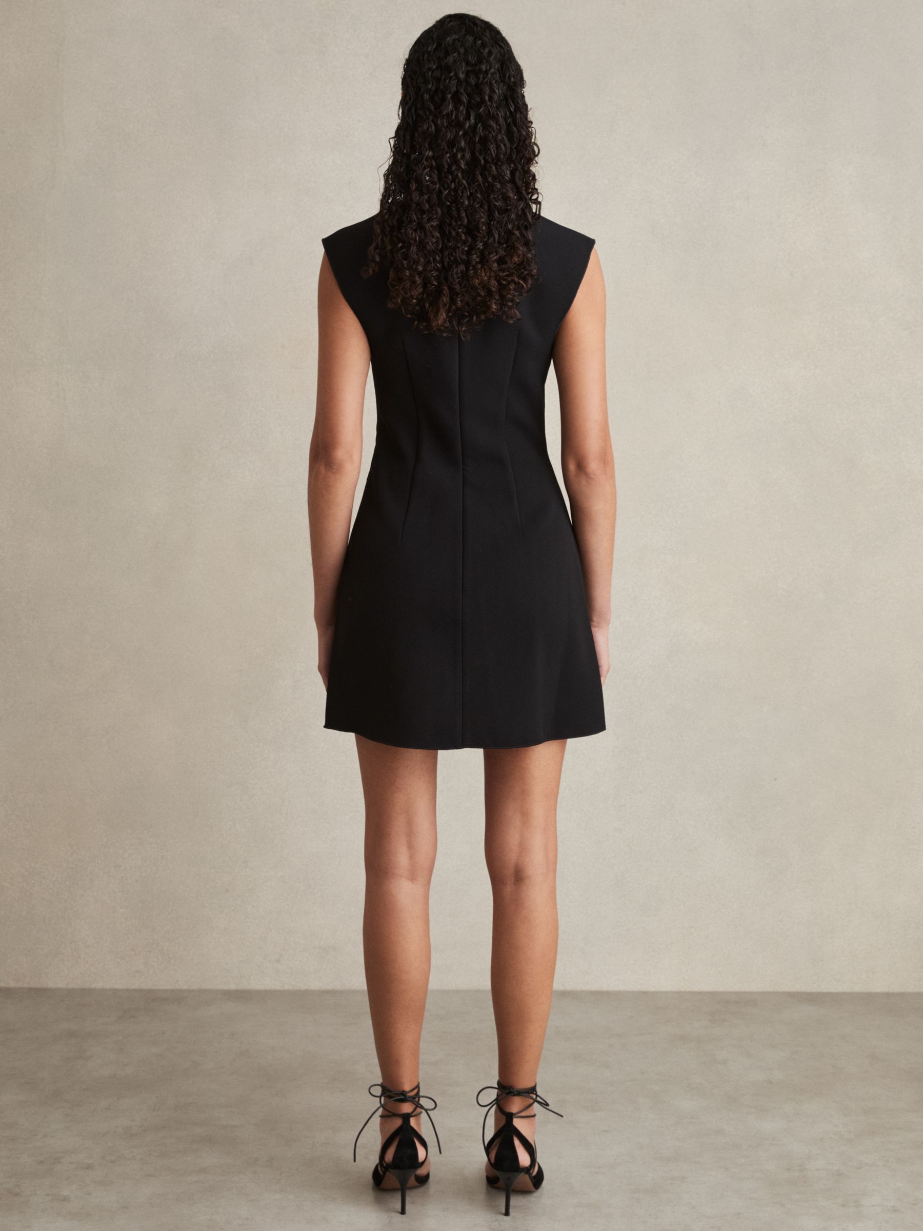 Acler Crepe Draped-Neck Mini Dress in Black - Image 4 of 6