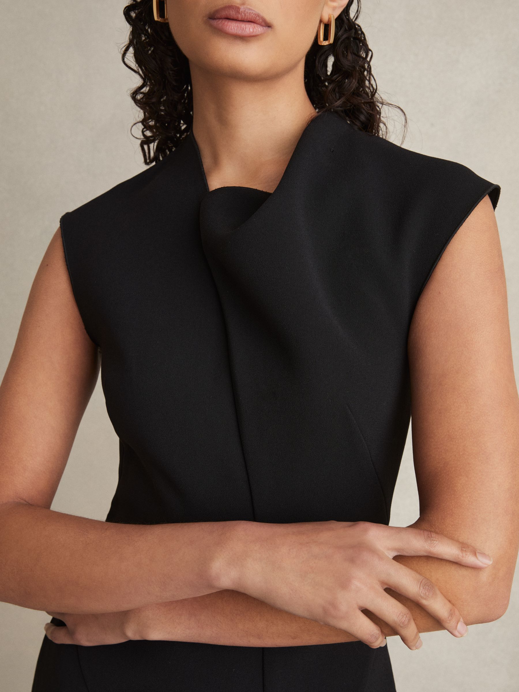 Acler Crepe Draped-Neck Mini Dress in Black - Image 5 of 6