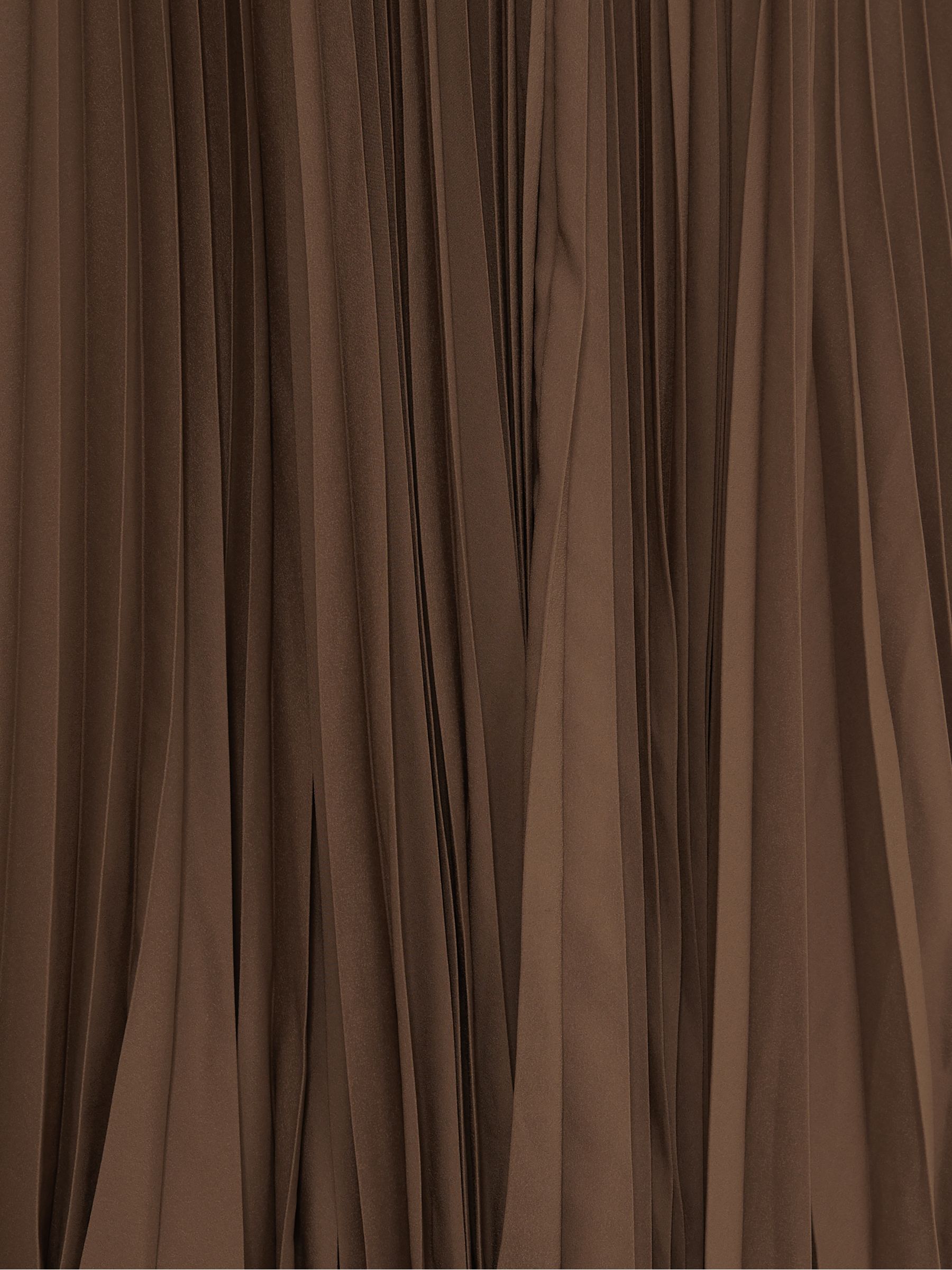 Acler Linen Blend Pleated Midi Brown Dress in Brown - Image 5 of 6