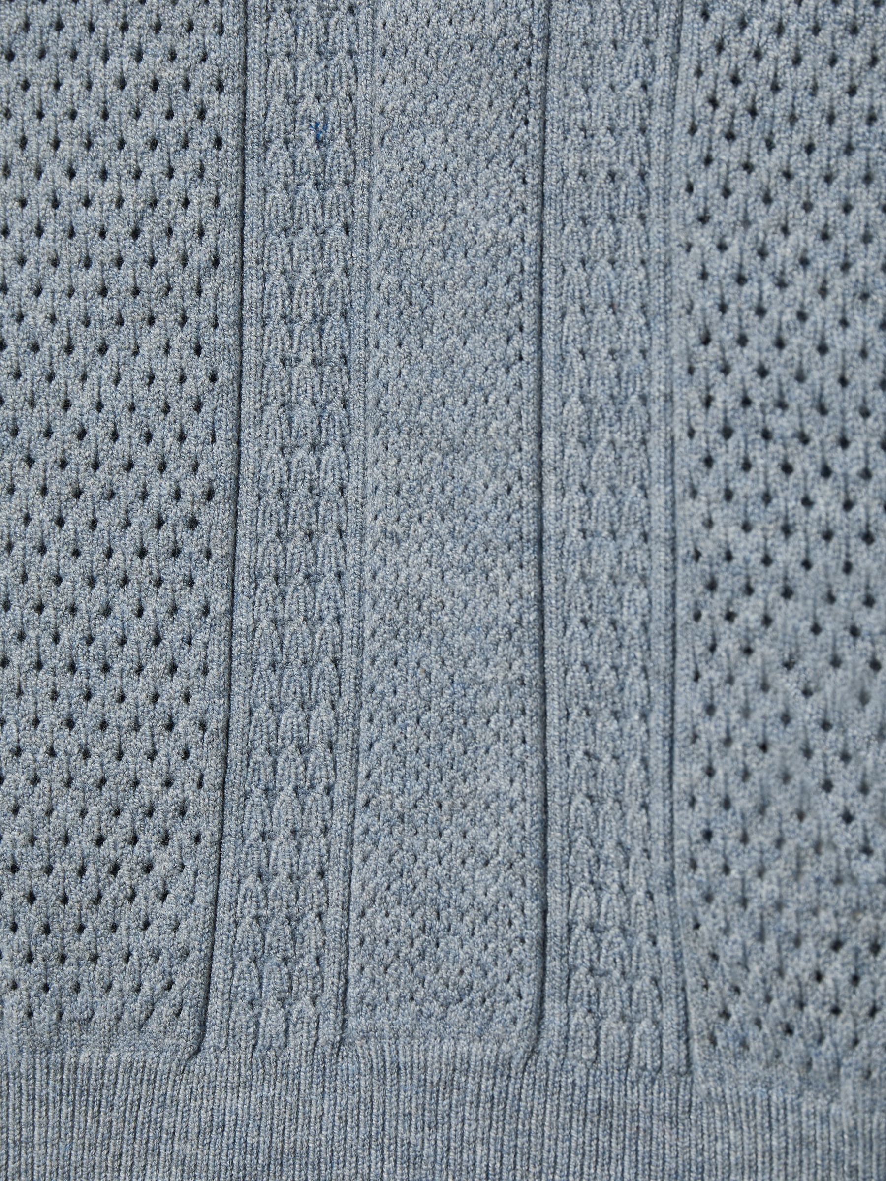9-13 yrs Textured-Knit Half-Zip Polo Shirt in Airforce Blue - Image 4 of 4