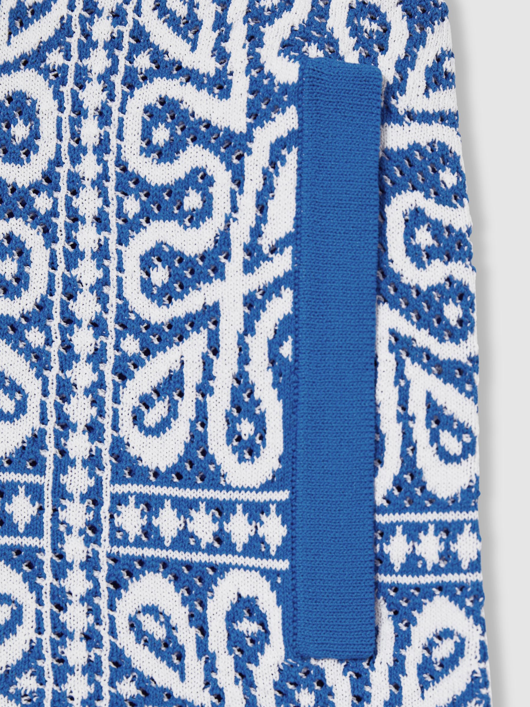 13-14 yrs Tile Pattern Knit Shorts in Blue/White - Image 4 of 4