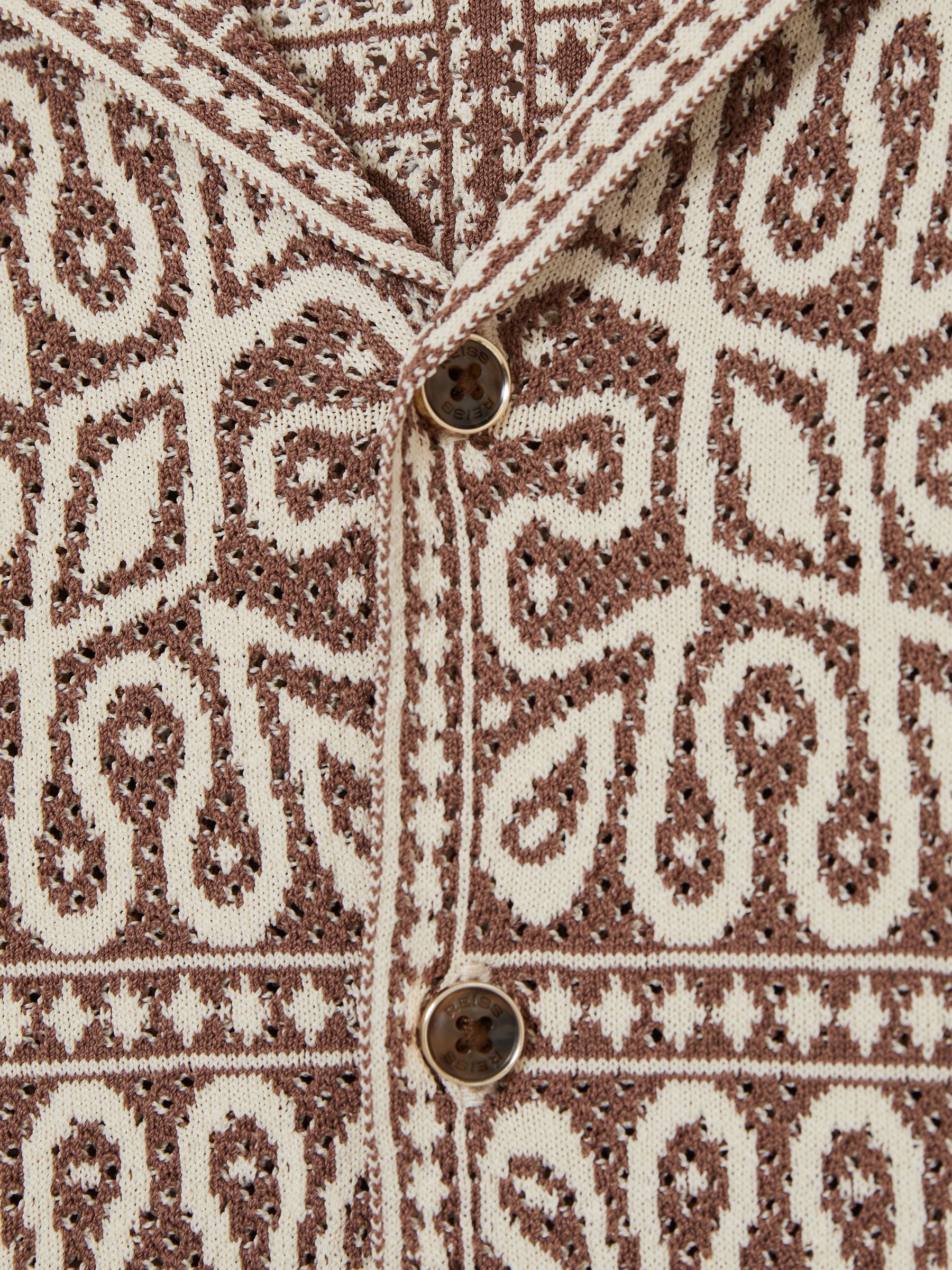 3-9 yrs Tile Pattern Knit Shirt in Brown/Off White - Image 4 of 4