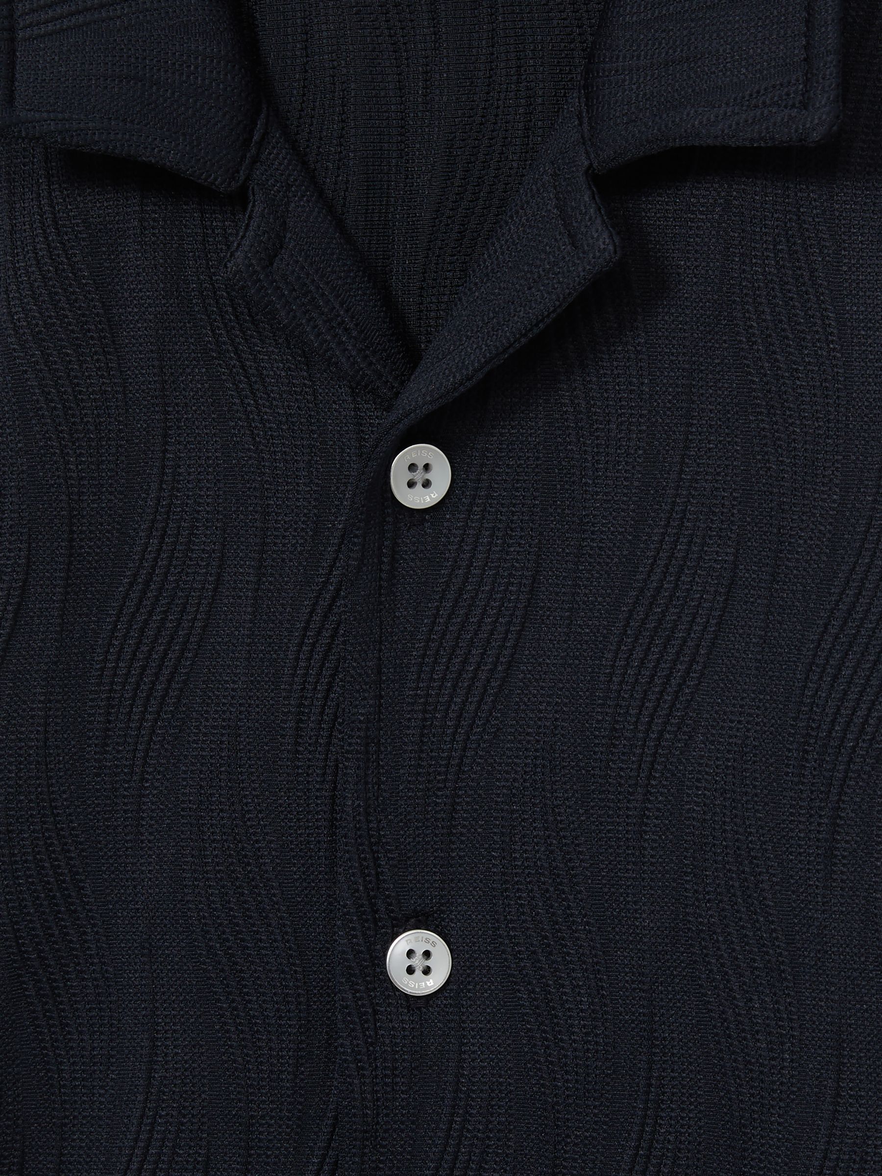 3-9 yrs Wave Jacquard Cuban Collar Shirt in Navy - Image 5 of 5