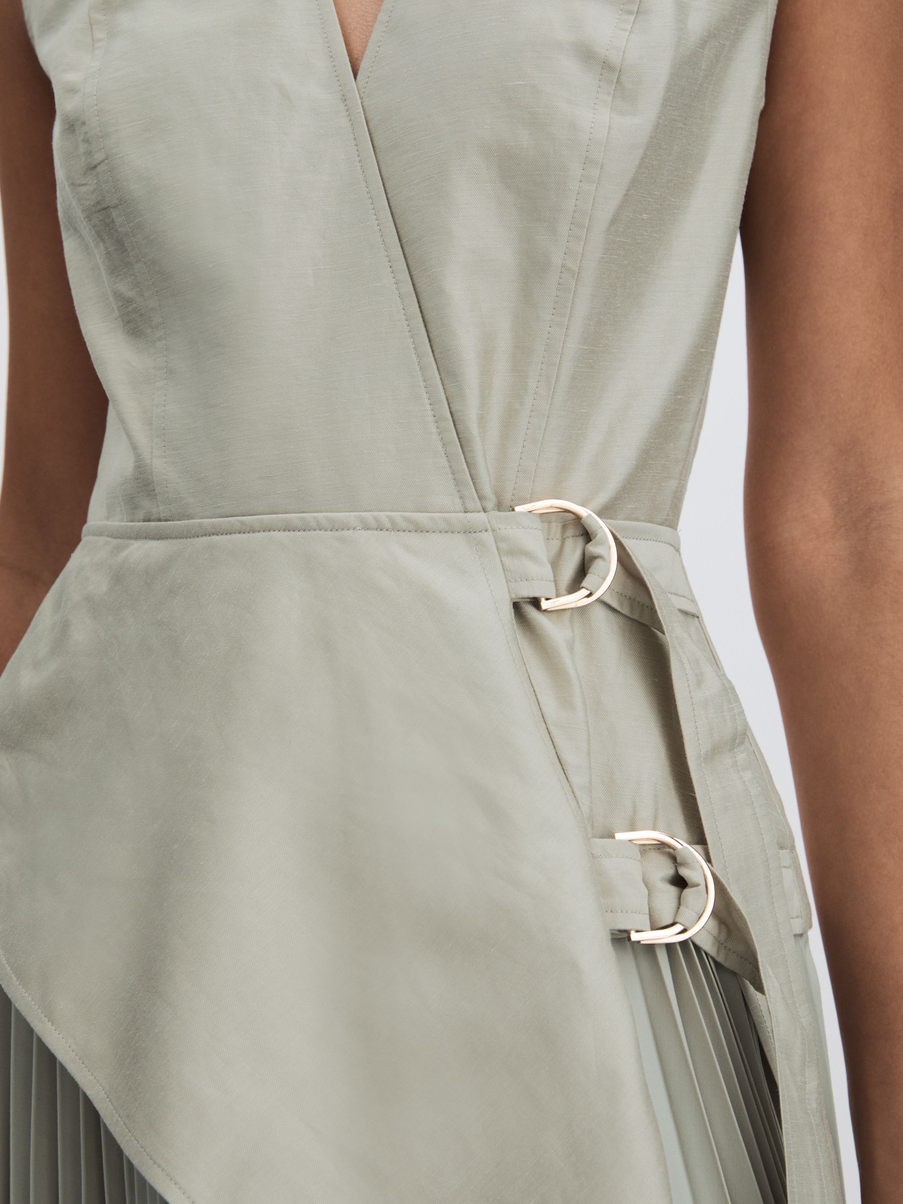 Reiss Acler Ellenbrook Wrap Maxi Stone Grey Dress with