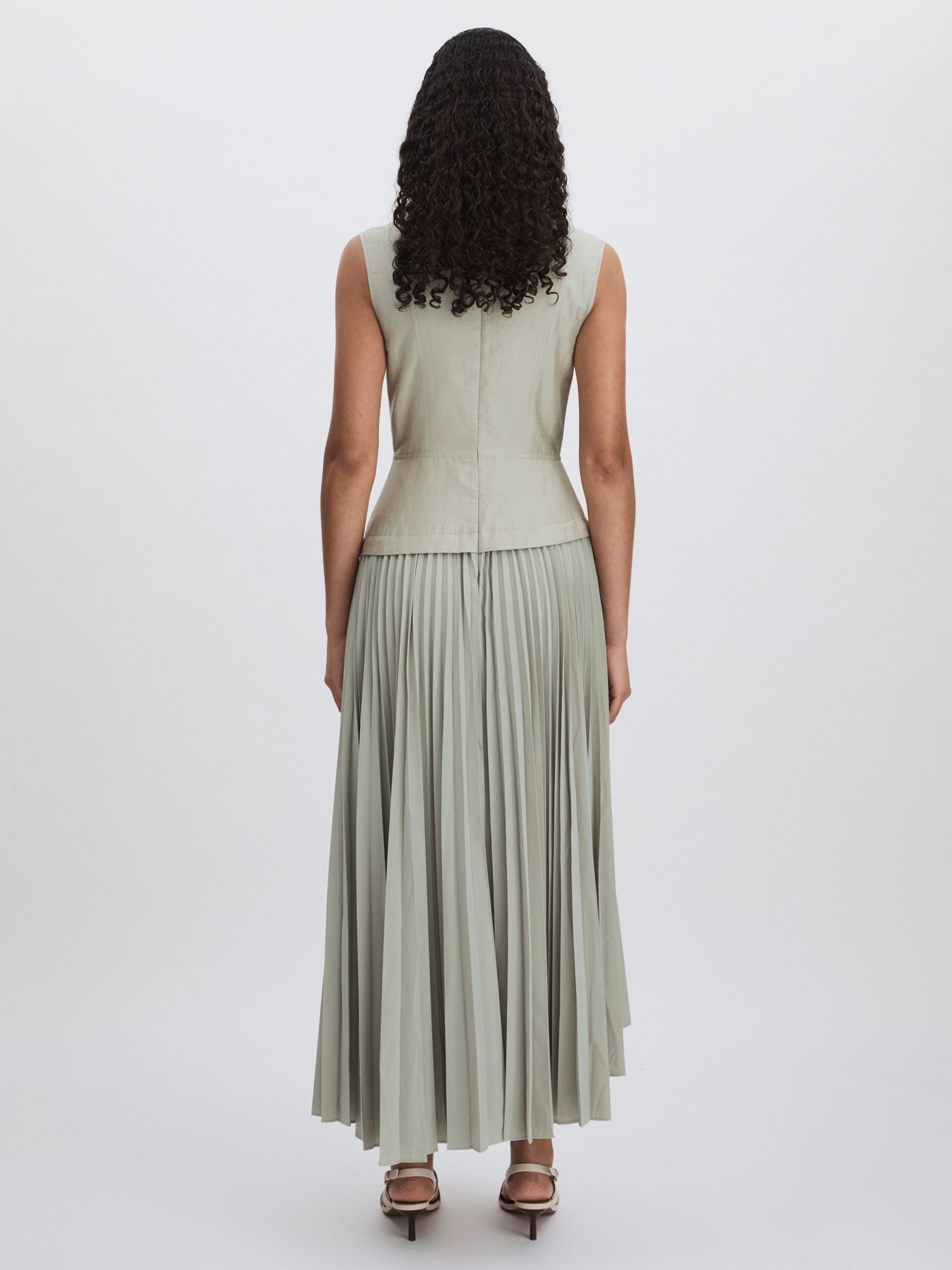 Acler Ellenbrook Wrap Maxi Stone Grey Dress with Pleated Skirt in Stone Grey - Image 5 of 6