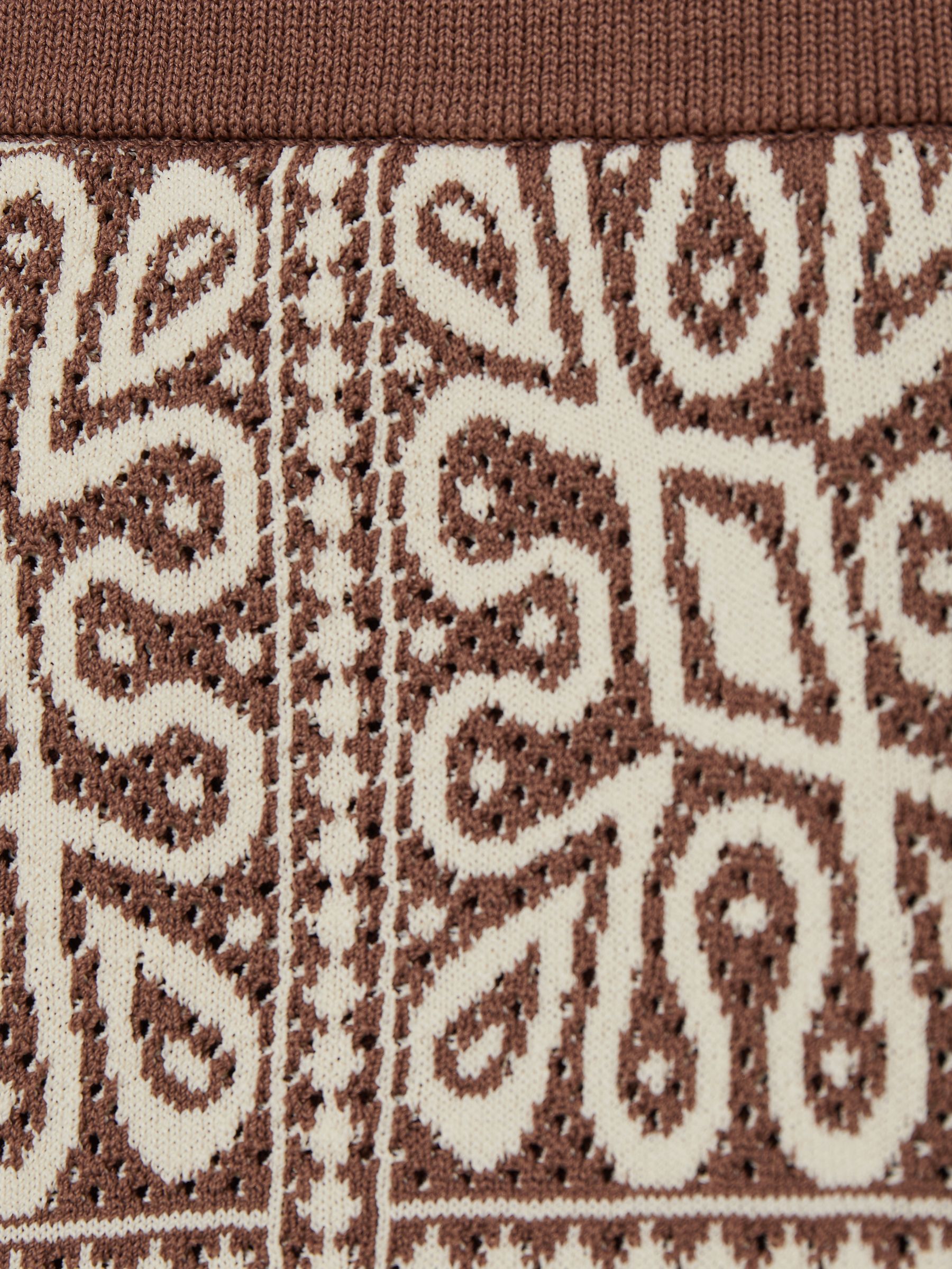 3-9 yrs Tile Pattern Knit Shorts in Brown/Off White - Image 4 of 4