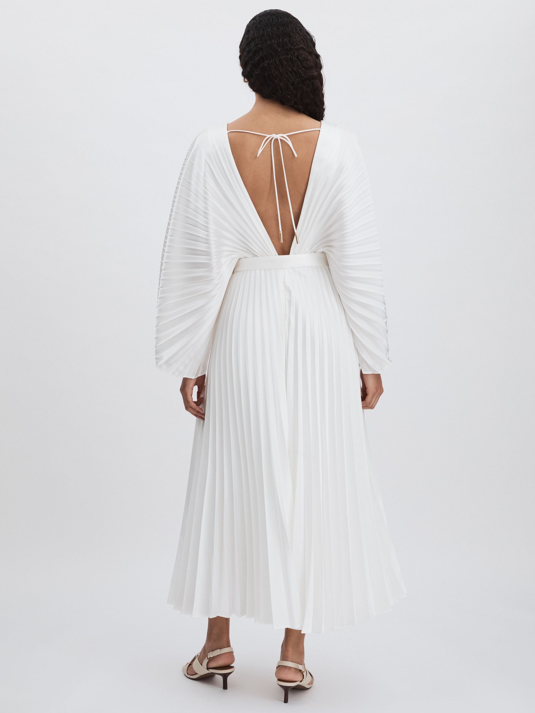 Wonastow Pleated Maxi Dress with Belt in Cream - Image 5 of 6