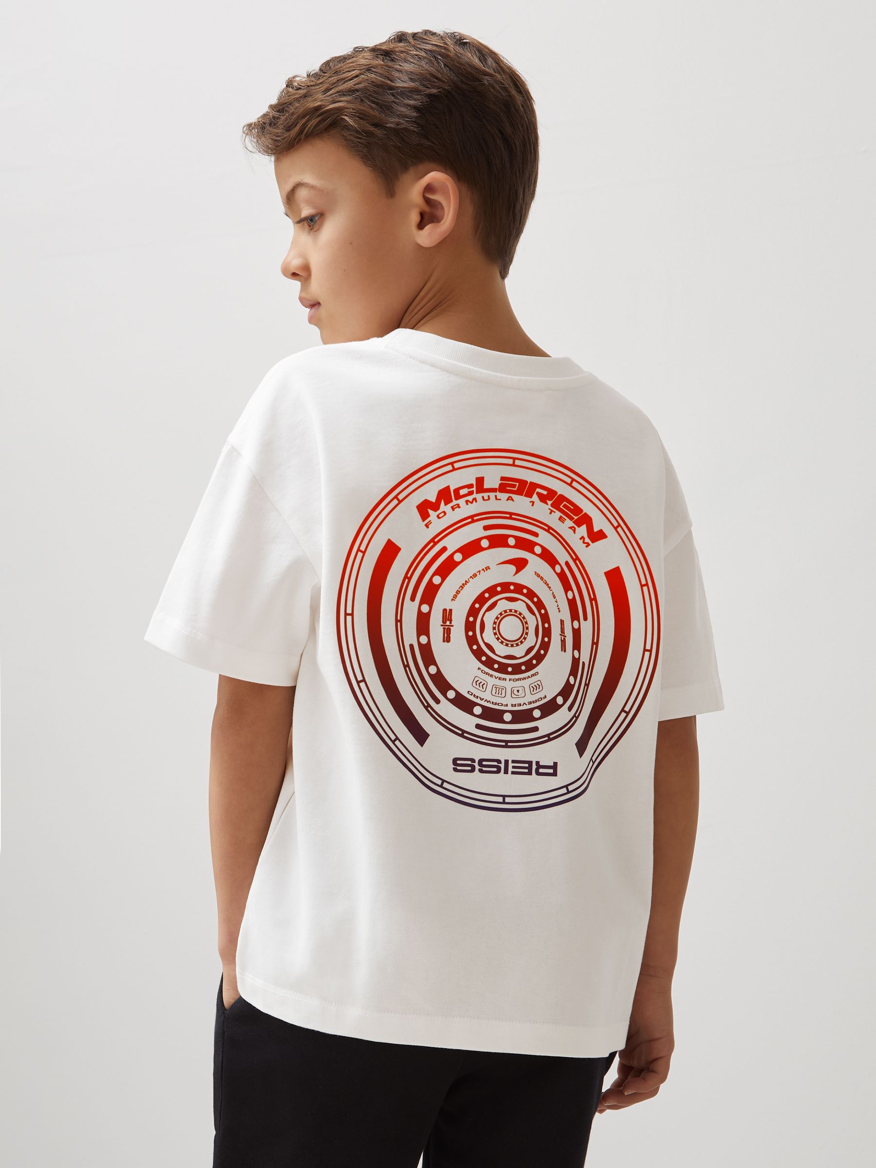 9-13 yrs Unisex Fit Oversized McLaren F1 Team Tyre T-Shirt in White - Image 2 of 6 9-13 yrs Unisex Fit Oversized McLaren F1 Team Tyre T-Shirt in White - Image 2 of 6