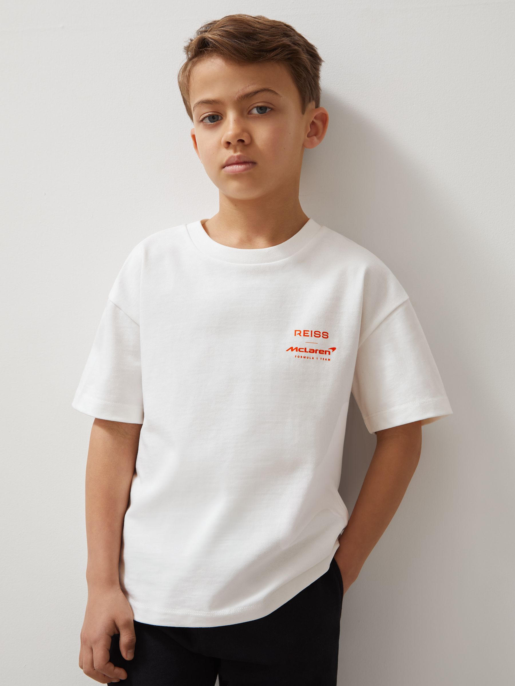 9-13 yrs Unisex Fit Oversized McLaren F1 Team Tyre T-Shirt in White - Image 4 of 6