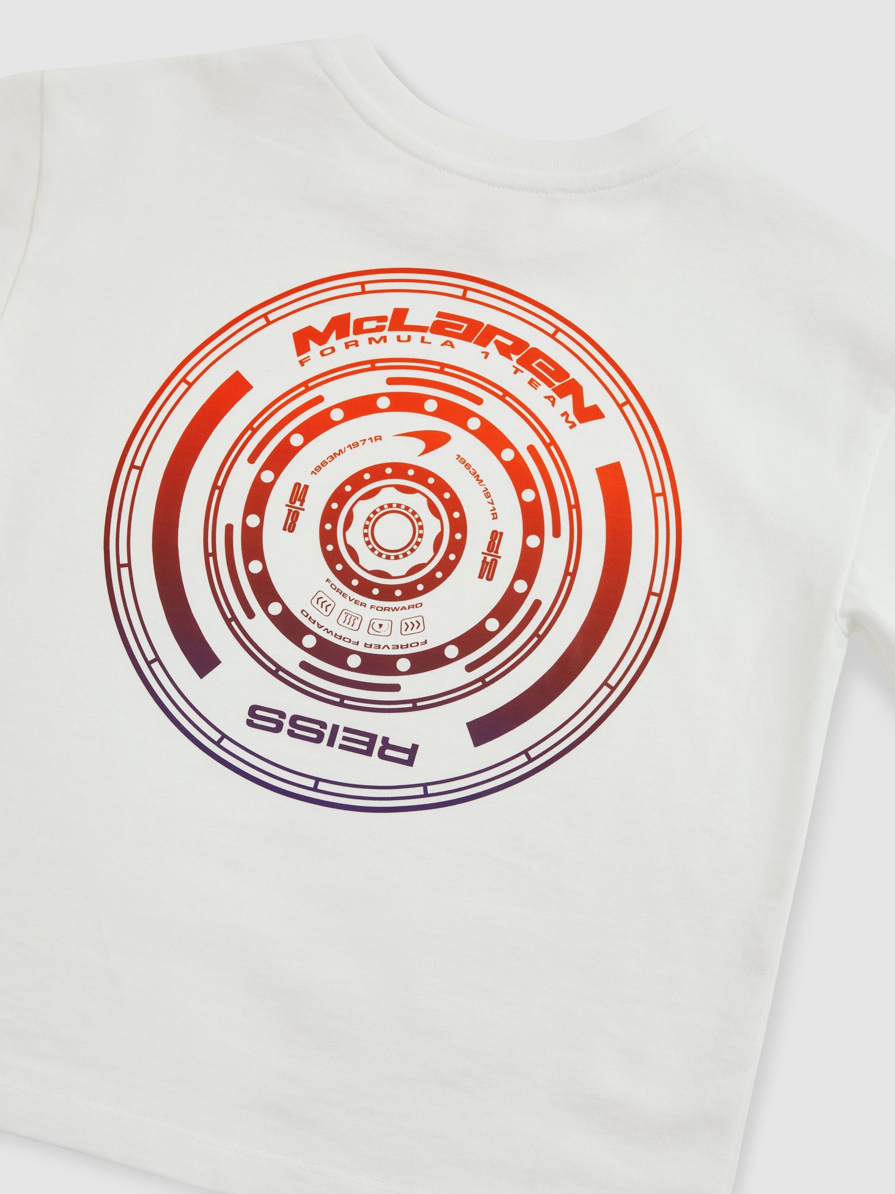 9-13 yrs Unisex Fit Oversized McLaren F1 Team Tyre T-Shirt in White - Image 6 of 6