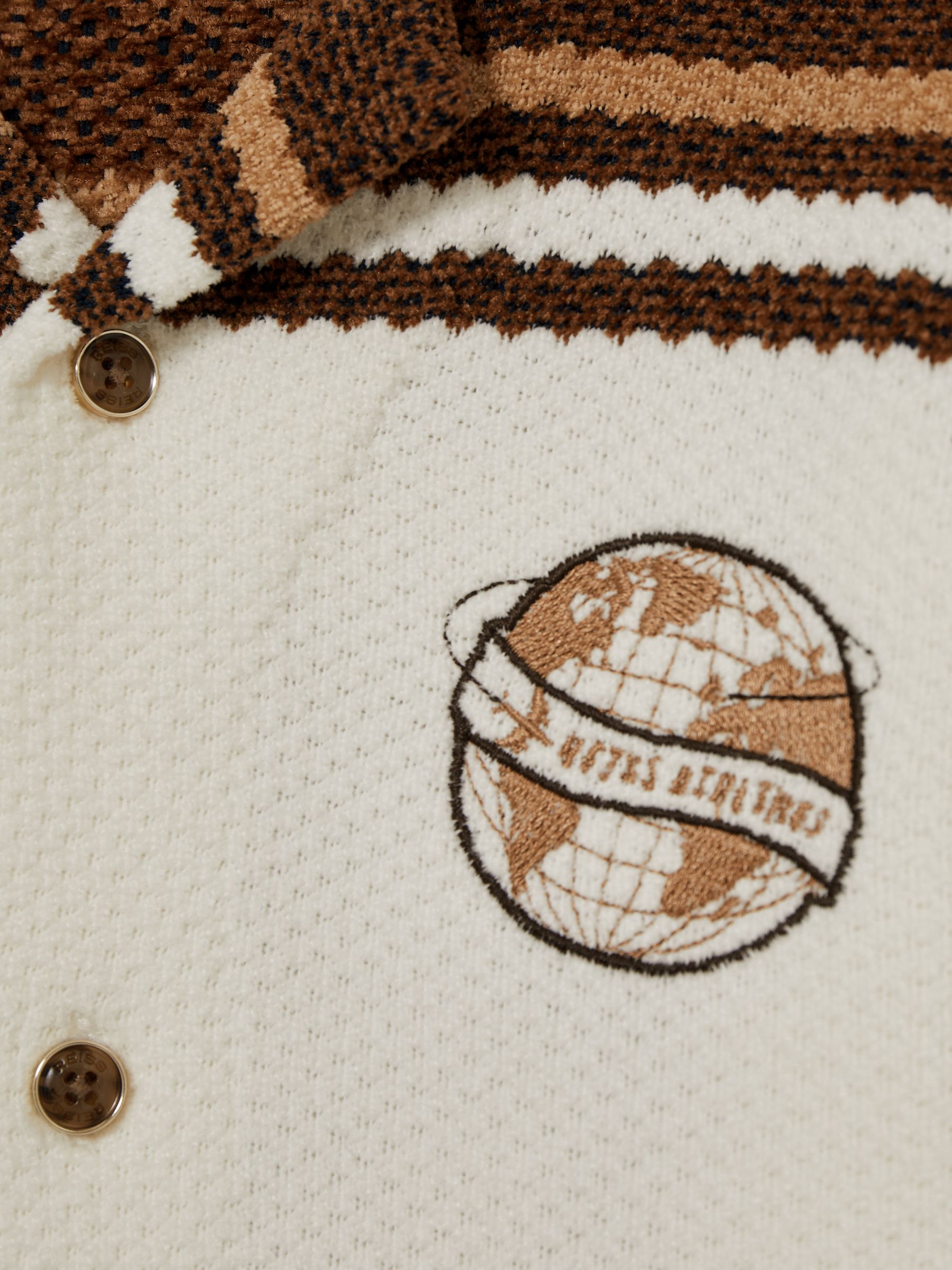 Chenille Airlines Embroidery Shirt in Brown/Taupe Brown/White - Image 5 of 5