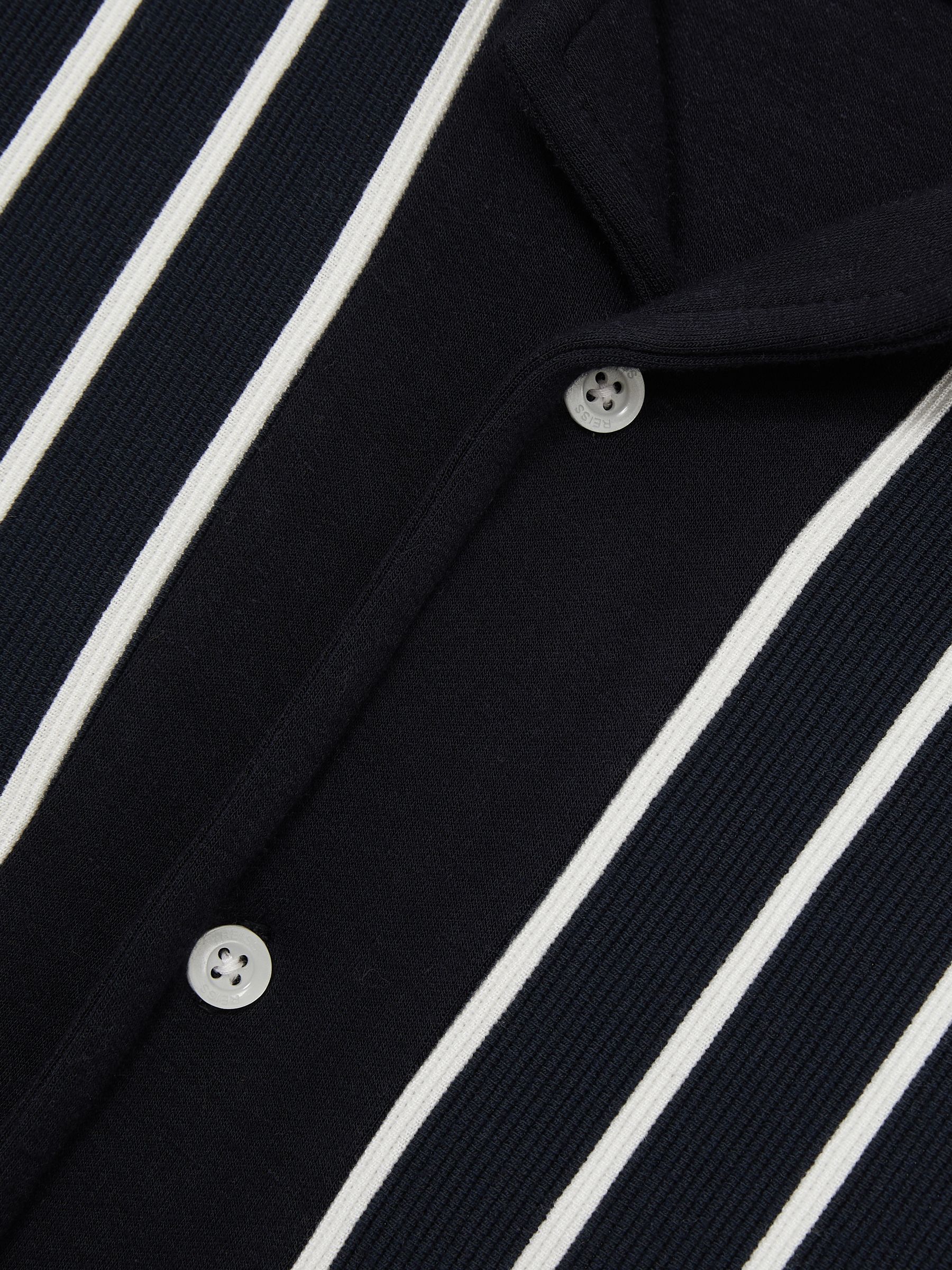 3-9 yrs Stripe Cuban Collar Shirt in Navy/White - Image 4 of 4