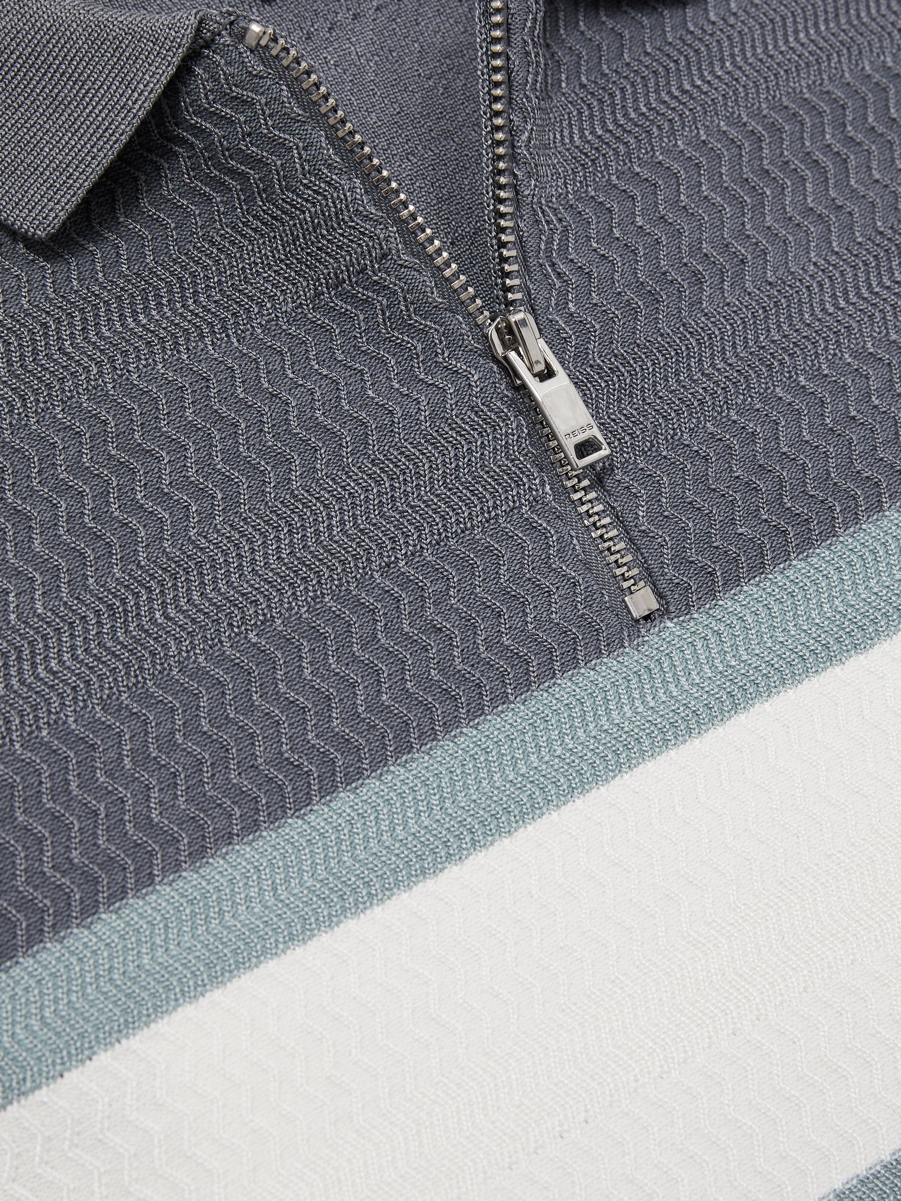 9-13 yrs Textured Colour-Block Polo Shirt in Airforce Blue - Image 4 of 4