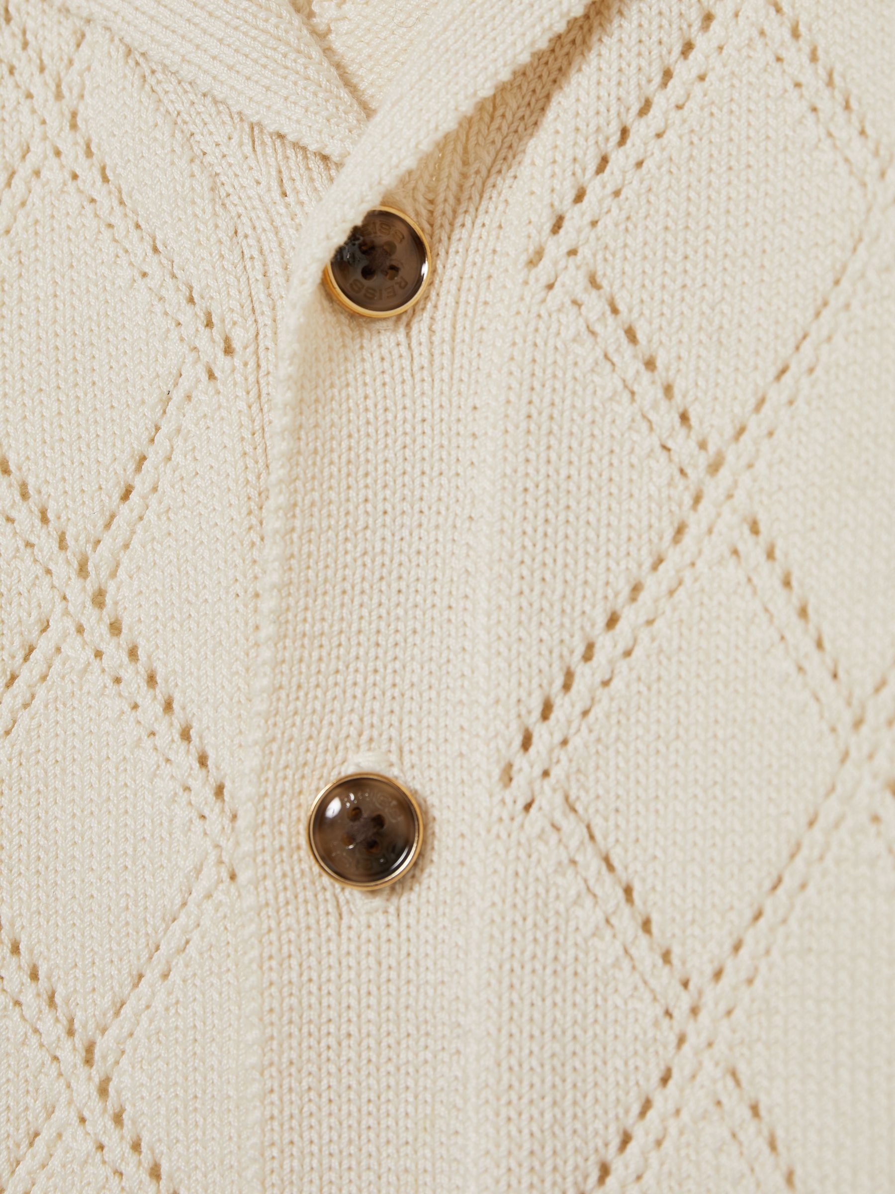 3-9 yrs Cotton Blend Diamond Knit Shirt in Off White - Image 4 of 4