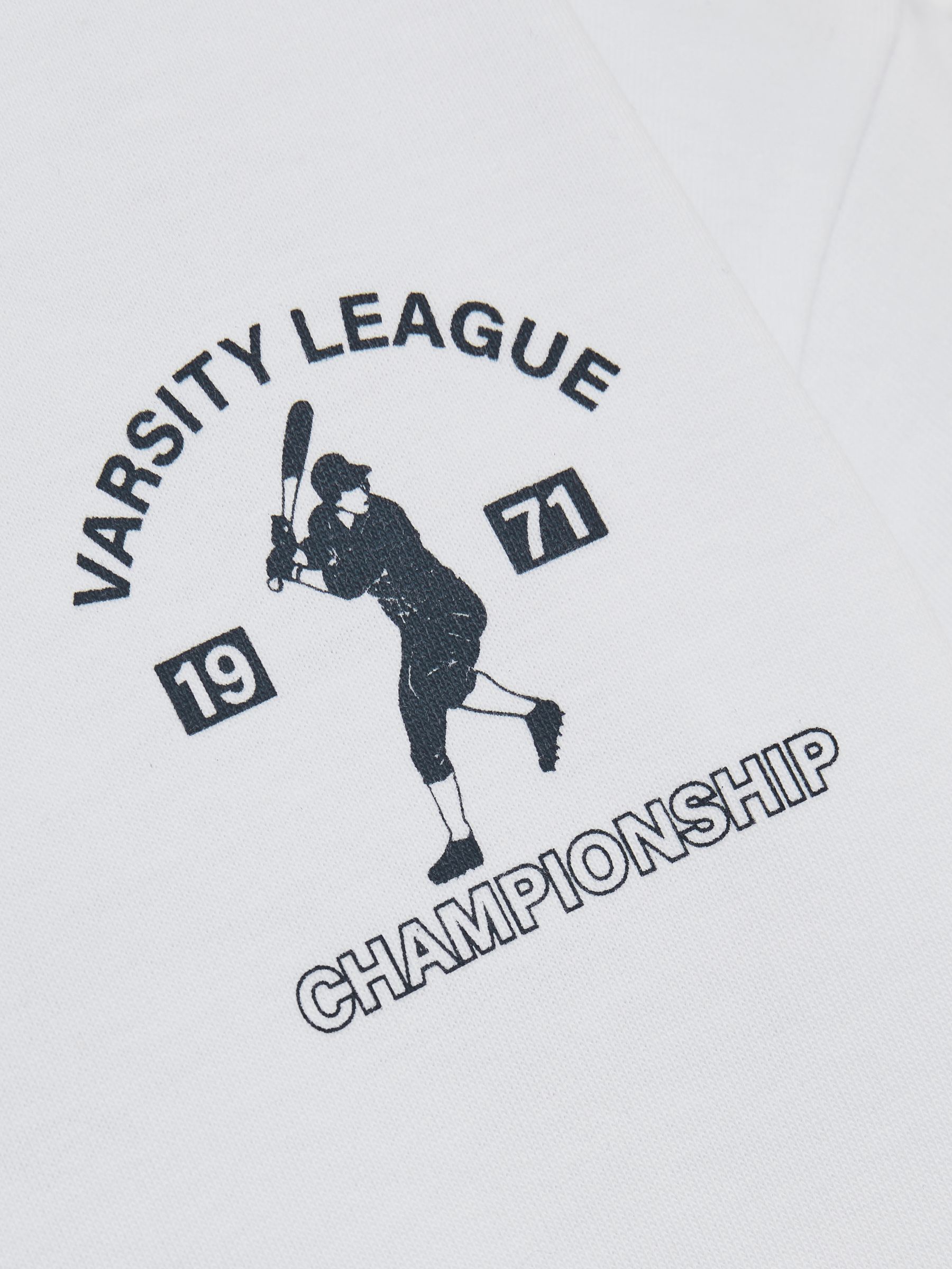 9-13 yrs Cotton Varsity-League T-Shirt in Off White - Image 4 of 4