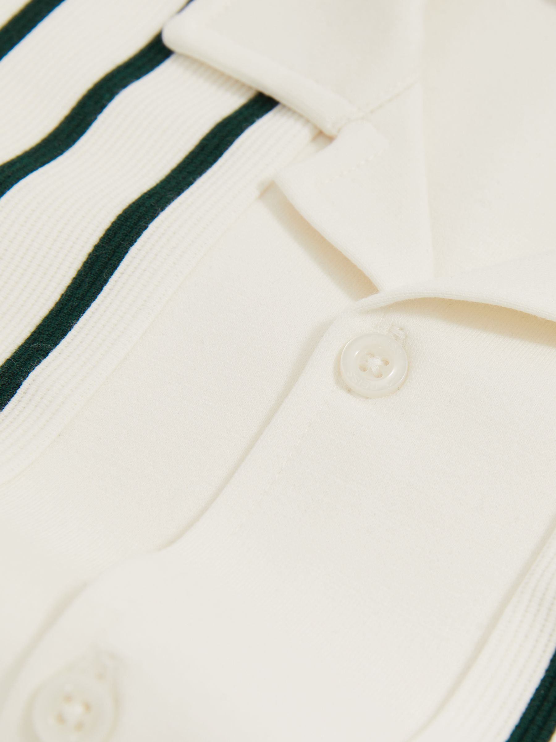 3-9 yrs Stripe Cuban Collar Shirt in Off White/Green - Image 4 of 4