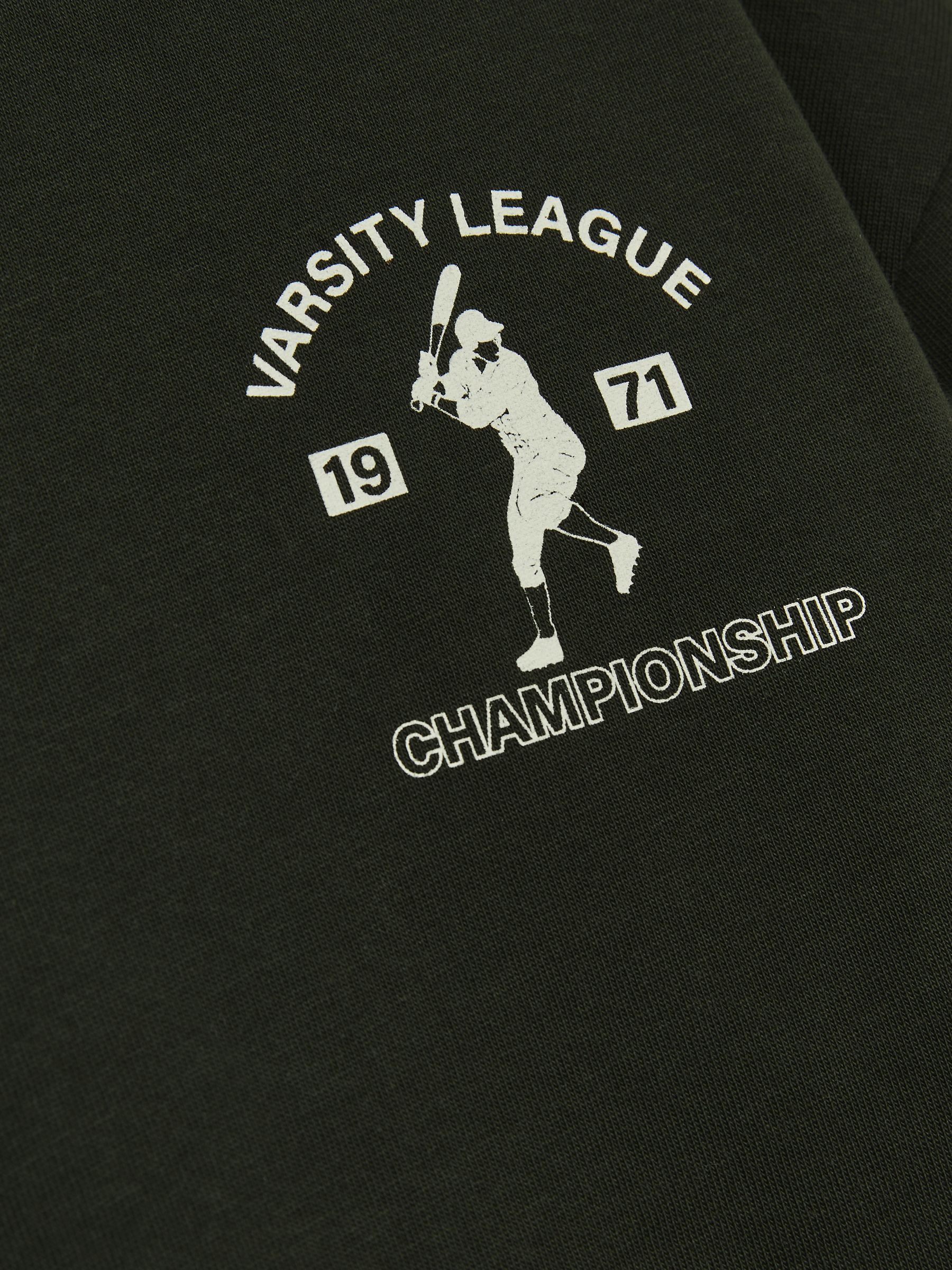 9-13 yrs Cotton Varsity-League T-Shirt in Forest Green - Image 4 of 4