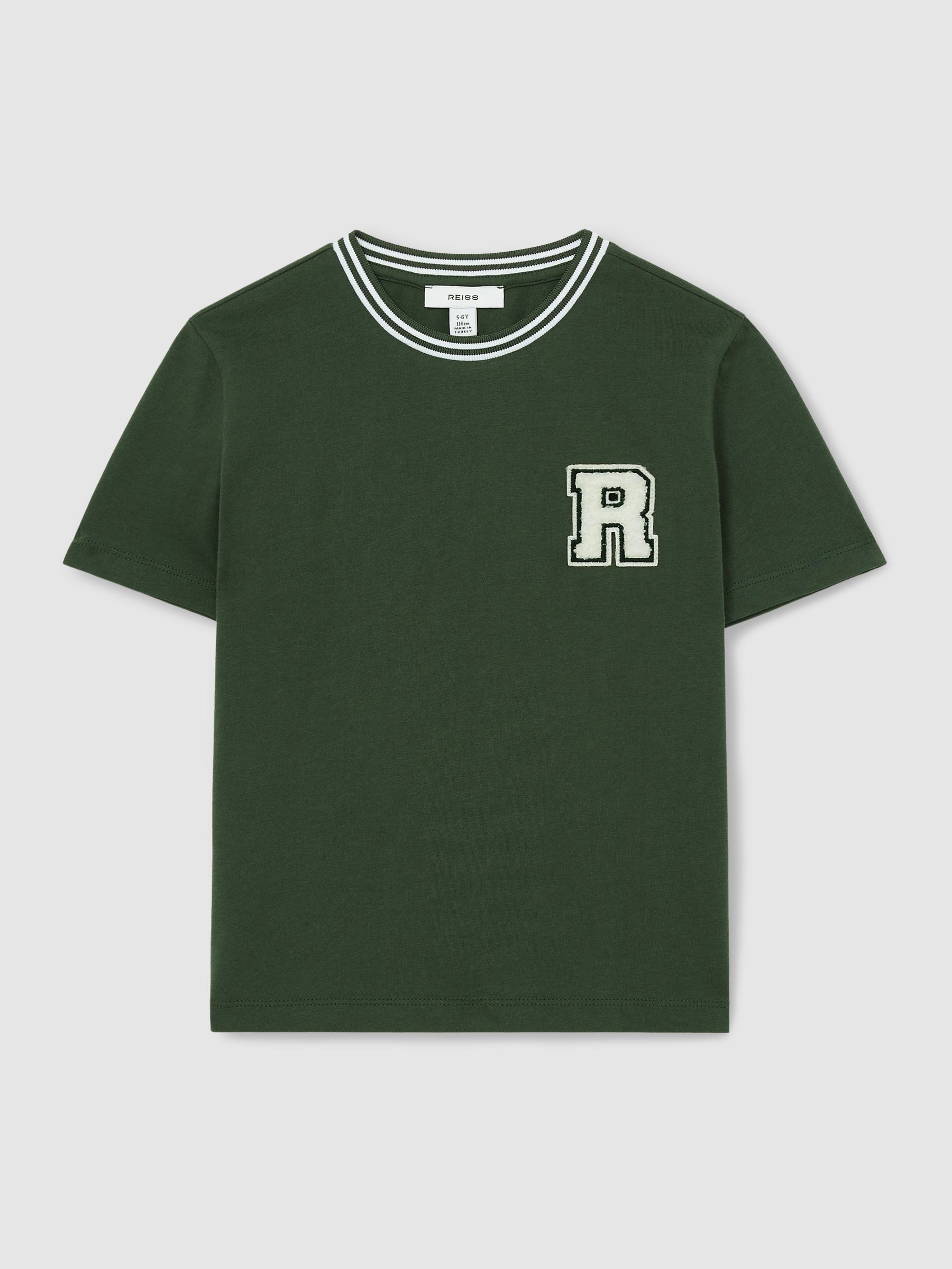 9-13 yrs Cotton Letter-Patch T-Shirt in Green - Image 2 of 4
