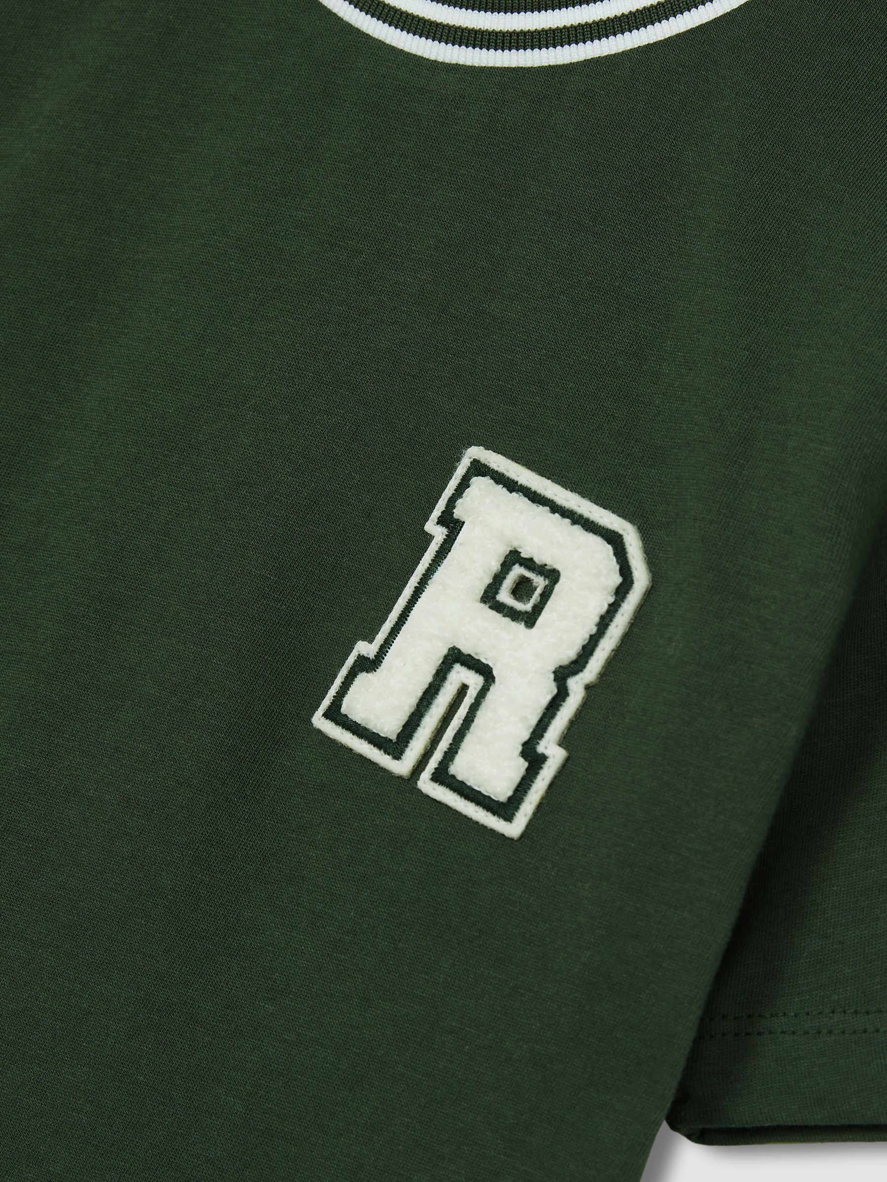 9-13 yrs Cotton Letter-Patch T-Shirt in Green - Image 4 of 4