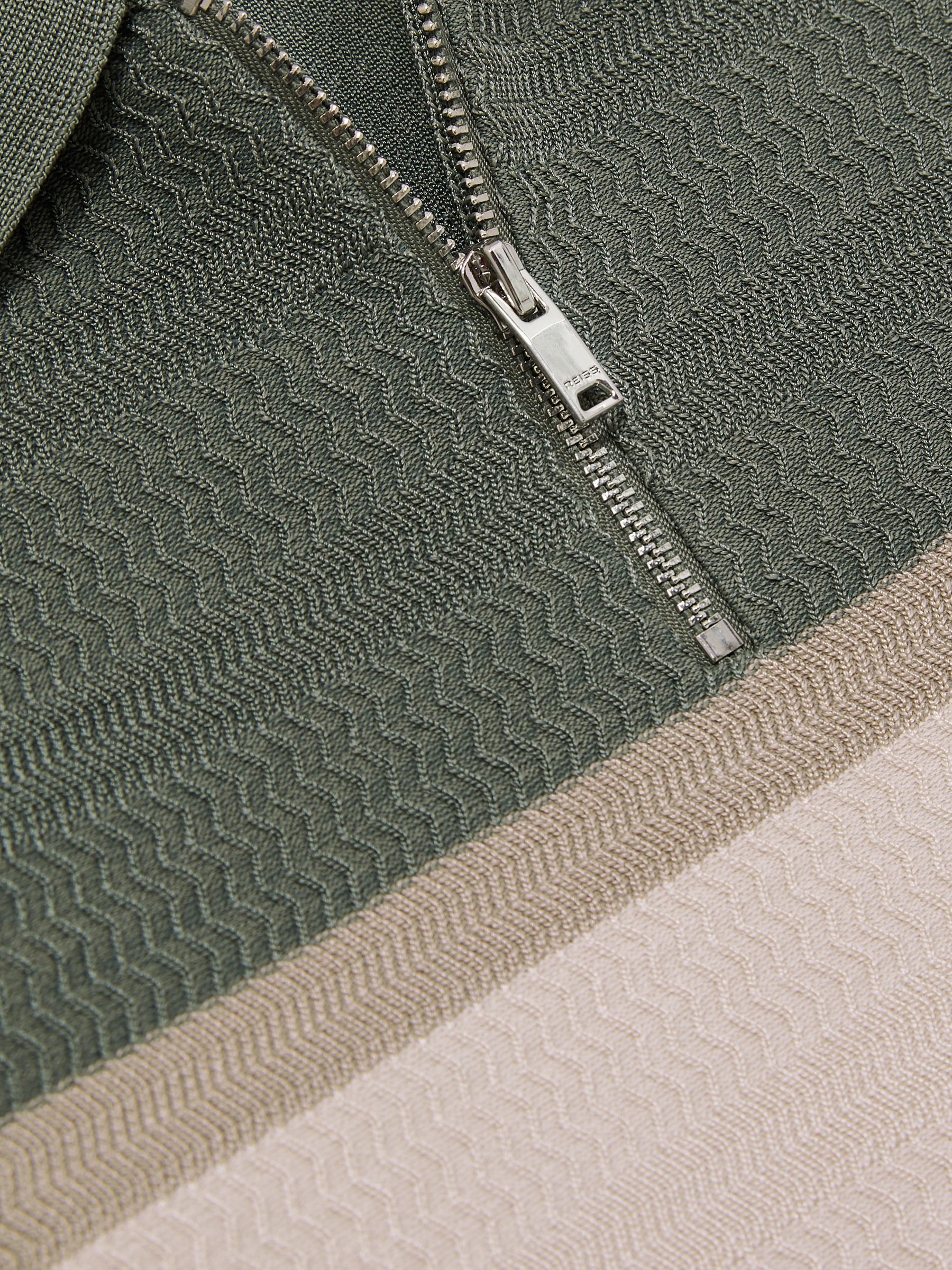 9-13 yrs Textured Colour-Block Polo Shirt in Sage Green - Image 4 of 4