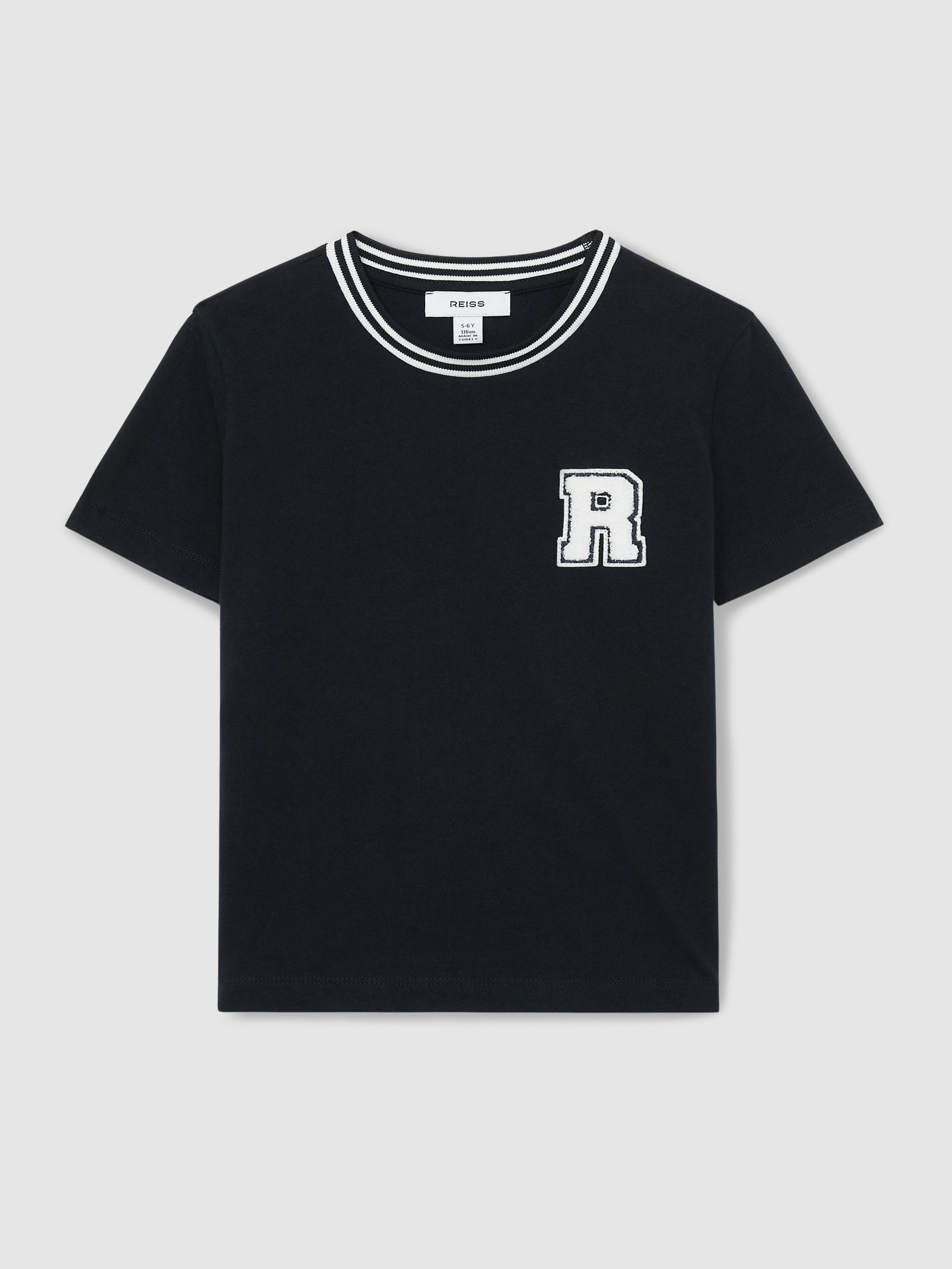 3-9 yrs Cotton Letter-Patch T-Shirt in Navy - Image 2 of 4