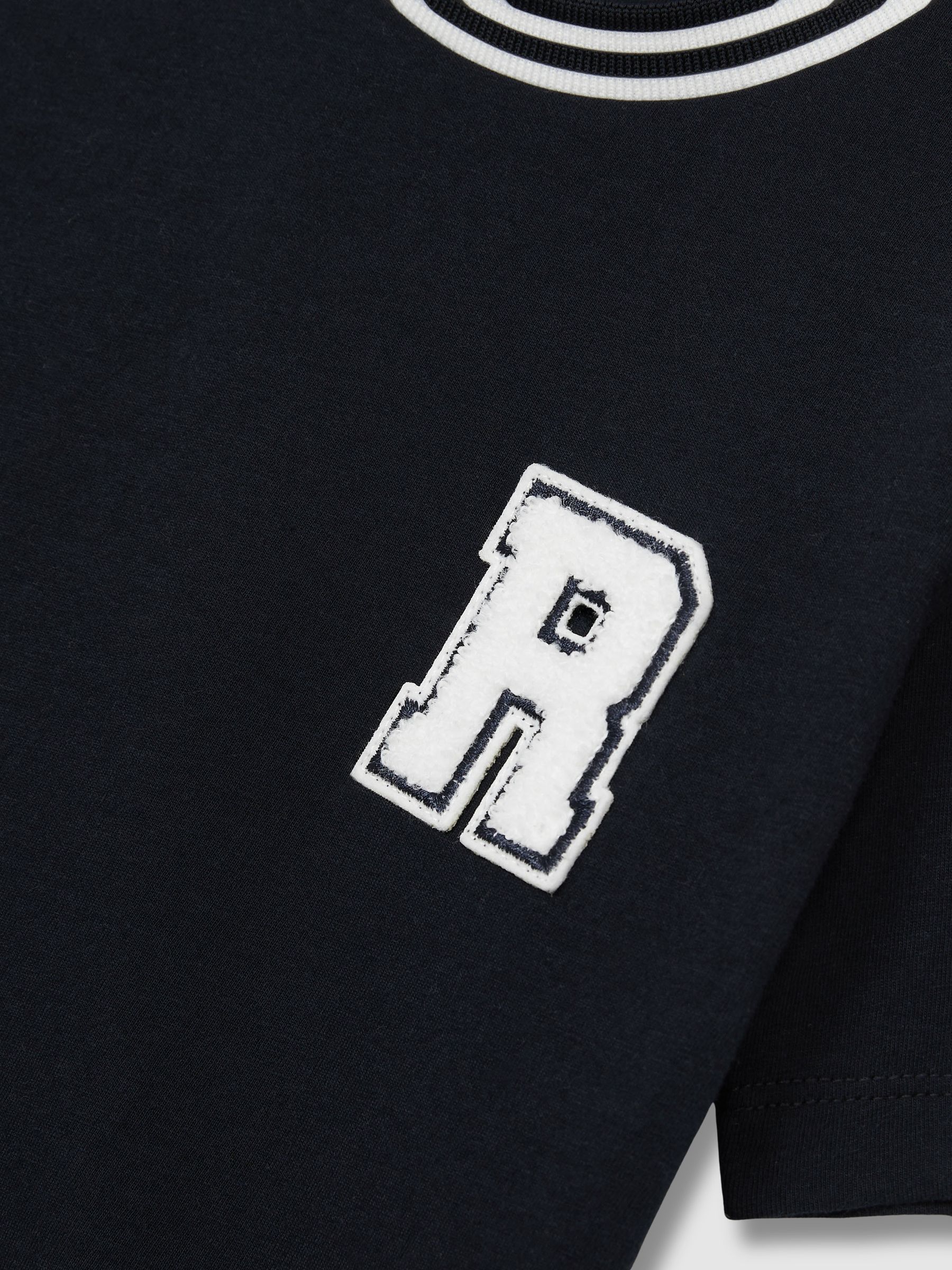 3-9 yrs Cotton Letter-Patch T-Shirt in Navy - Image 4 of 4