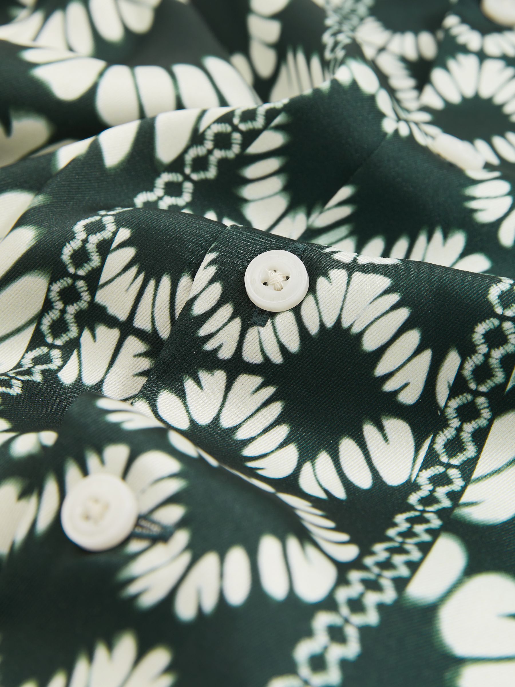 9-13 yrs Abstract Print Cuban Collar Shirt in Green - Image 4 of 4