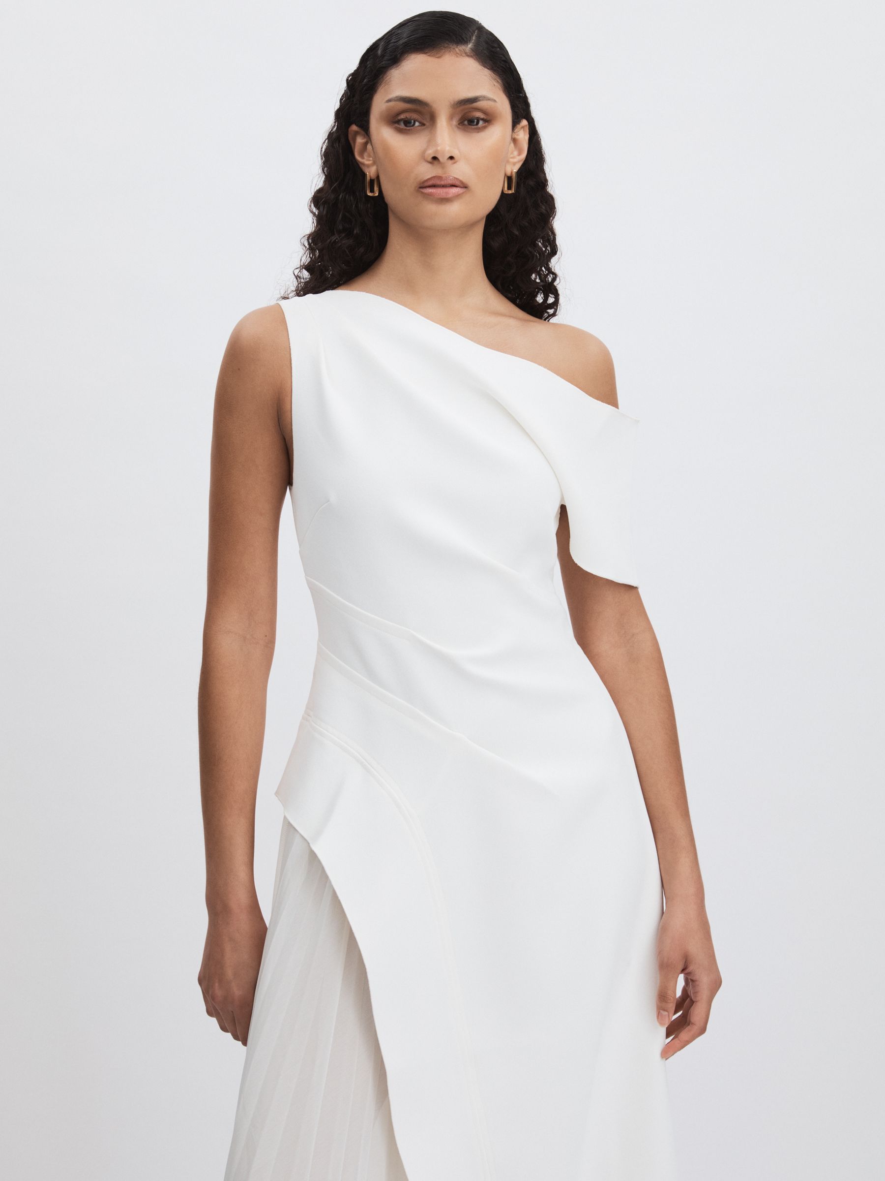Sudden Midi Dress with Contrast Skirt in Cream - Image 3 of 7