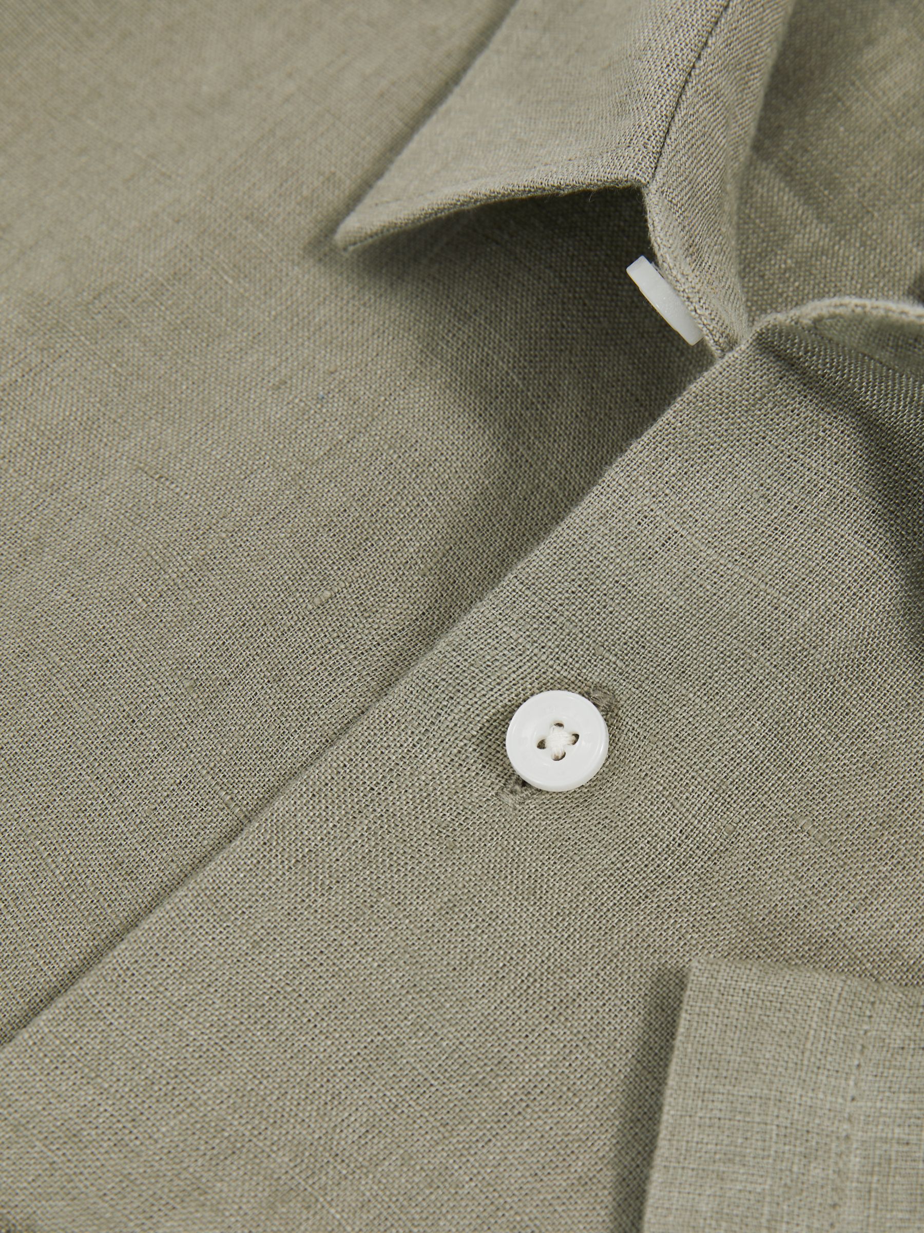 3-9 yrs Short Sleeve Linen Shirt in Thyme Green - Image 4 of 4