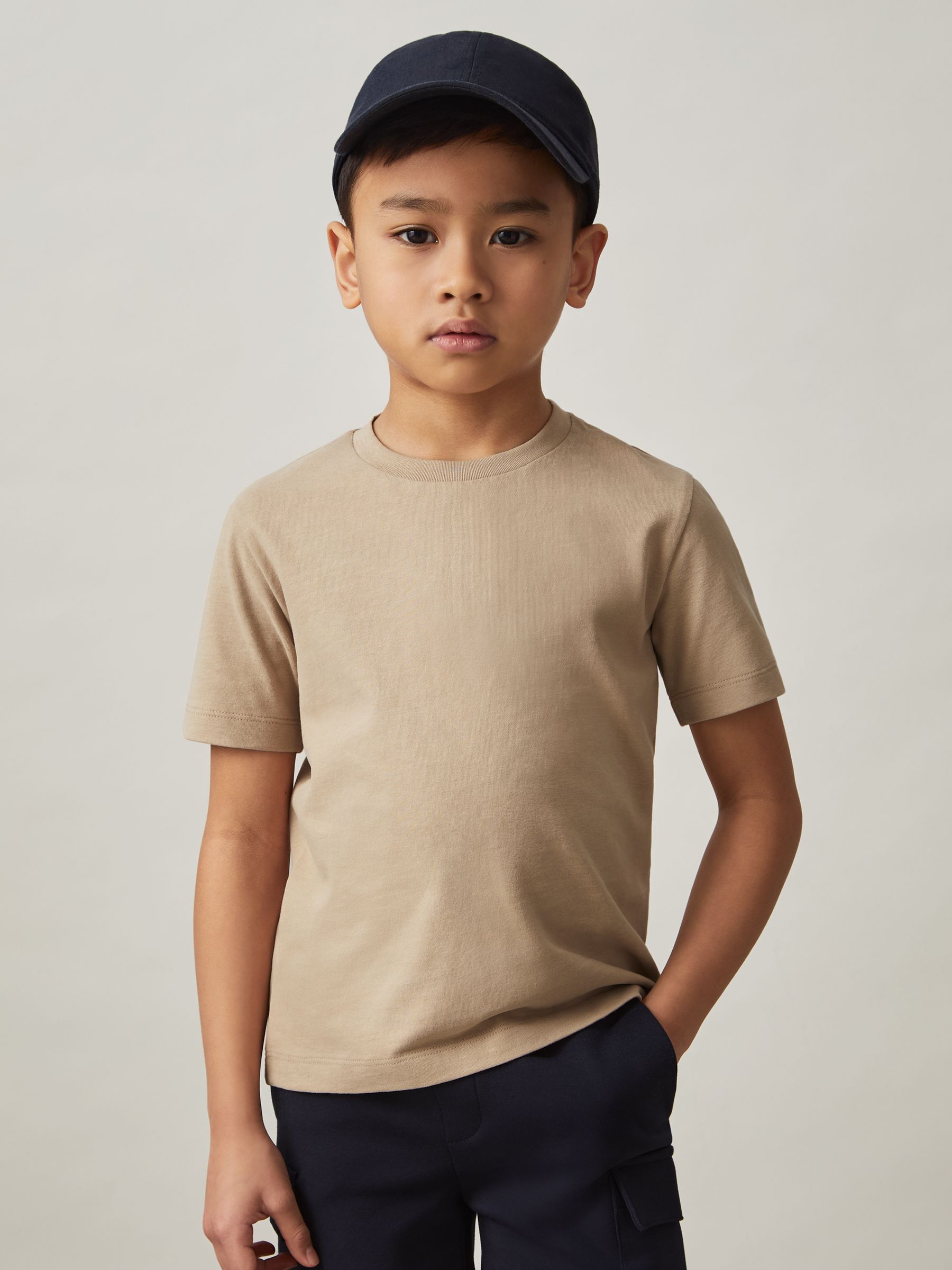 Crew Neck T-Shirt in Stone - Image 1 of 4