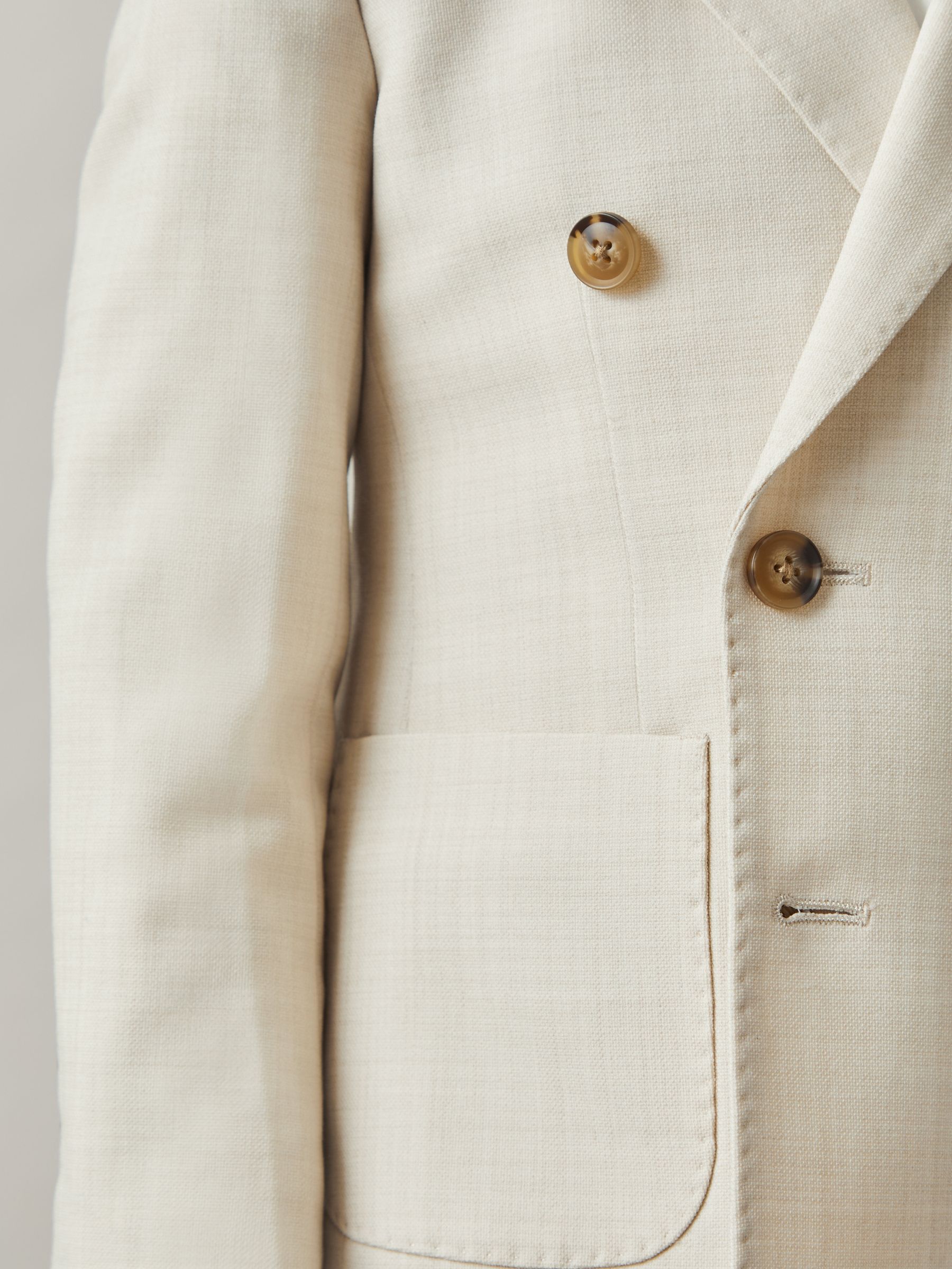 9-13 yrs Double-Breasted Textured Blazer With Wool in Stone - Image 4 of 5