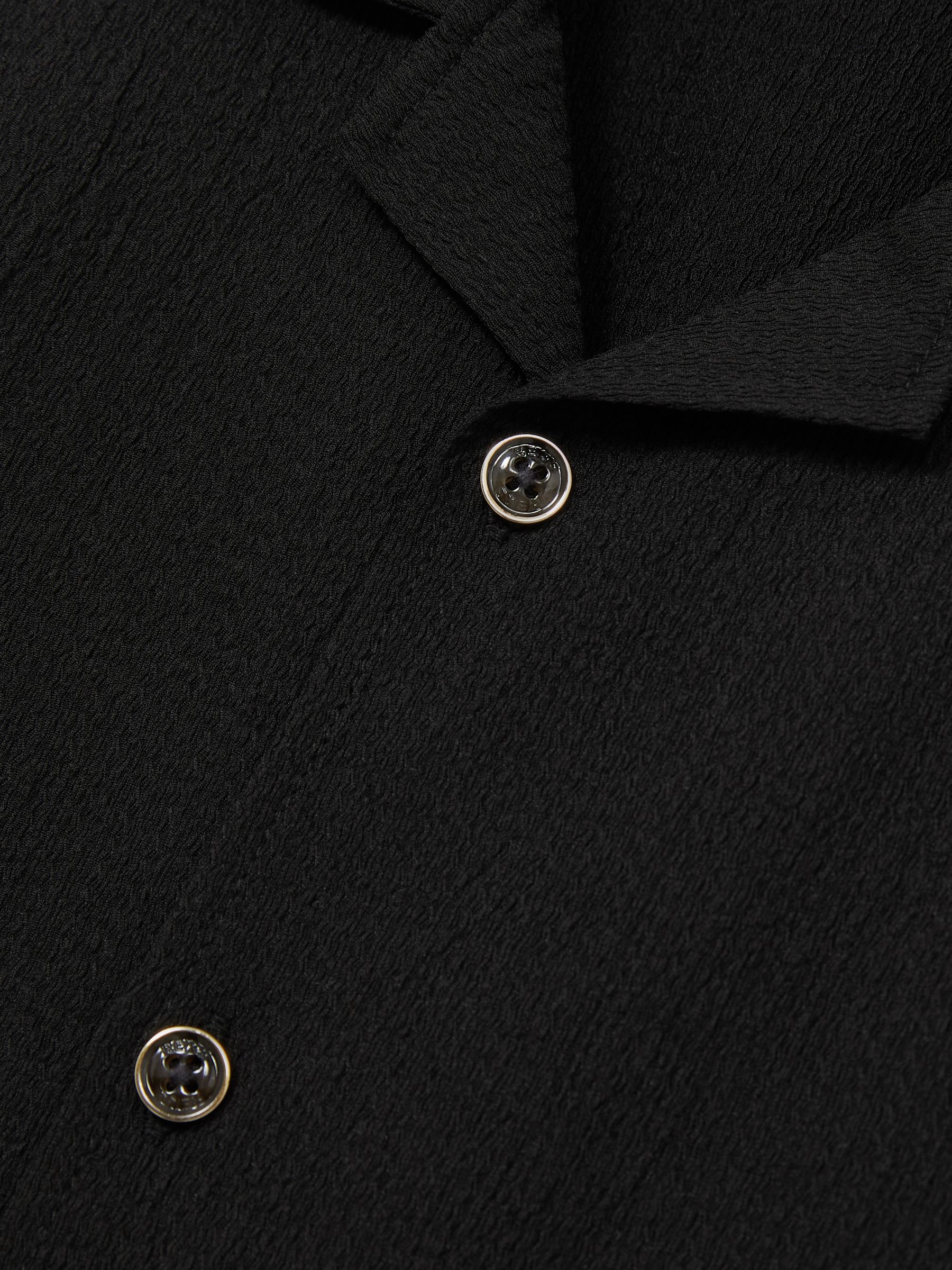 3-9 yrs Textured Cuban Collar Shirt in Black - Image 4 of 4