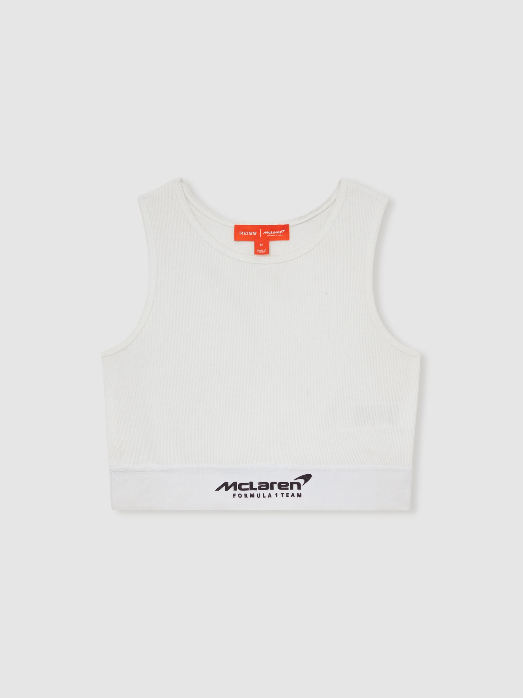 McLaren F1 Team Ribbed Cropped Vest in White - Image 2 of 6