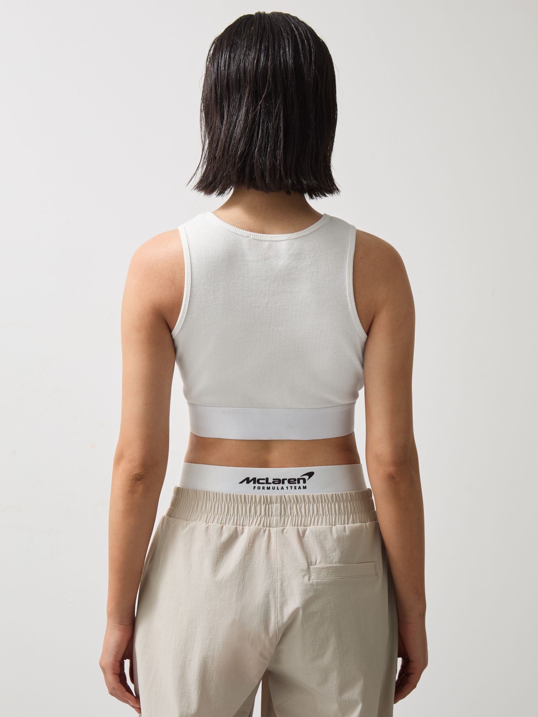 McLaren F1 Team Ribbed Cropped Vest in White - Image 3 of 6