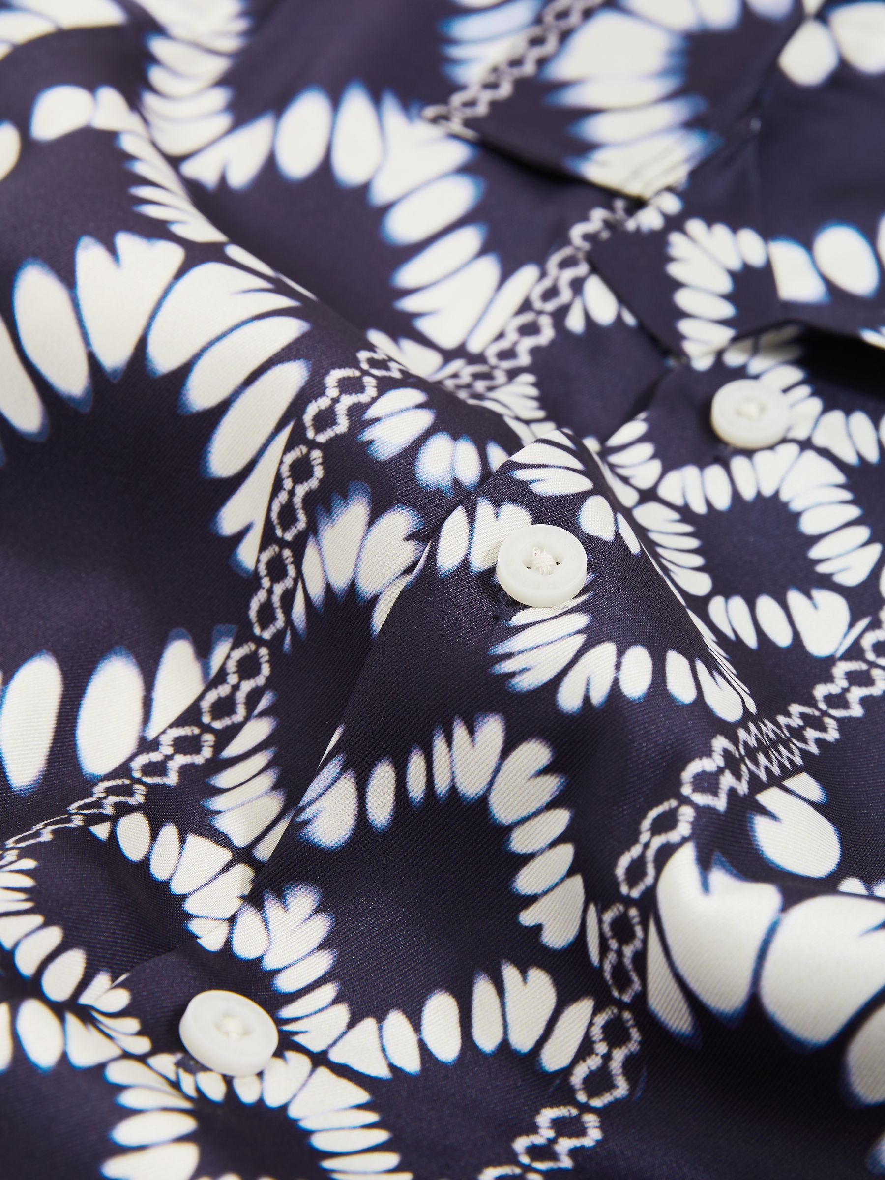 13-14 yrs Abstract Print Cuban Collar Shirt in Blue - Image 4 of 4